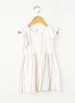 Rochie scurtă plasă fină mâneci scurte alb H&M fată
