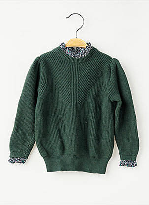 Pulover tricotaj din plasă mâneci lungi verde MONOPRIX fată