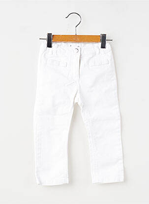 Pantalon slim țesătură poplin mărime reglabilă alb JACADI PARIS fată