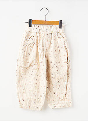 Pantalon larg buzunare talie elastică bej ZARA fată