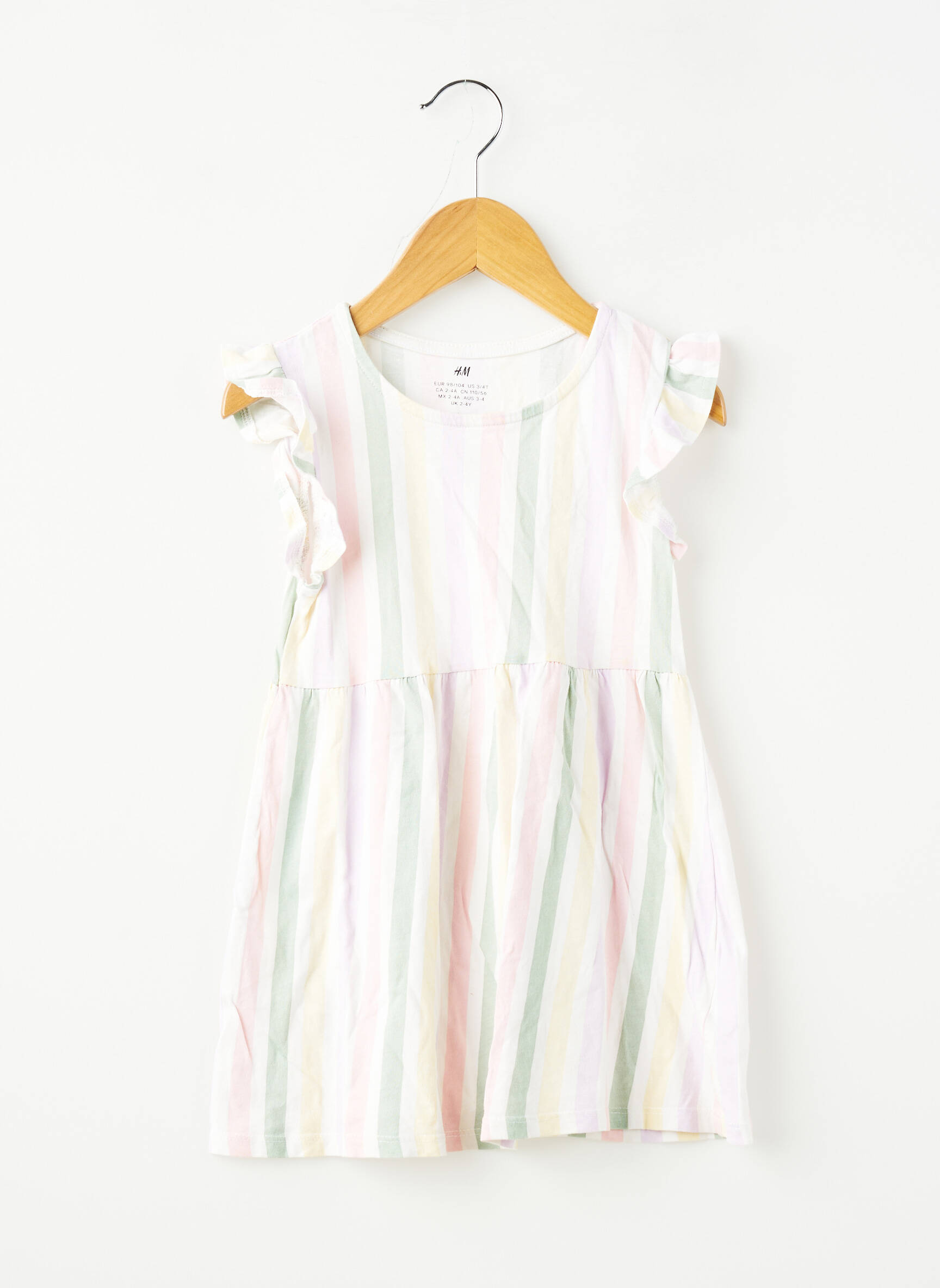 Rochie scurtă plasă fină mâneci scurte alb H&M fată