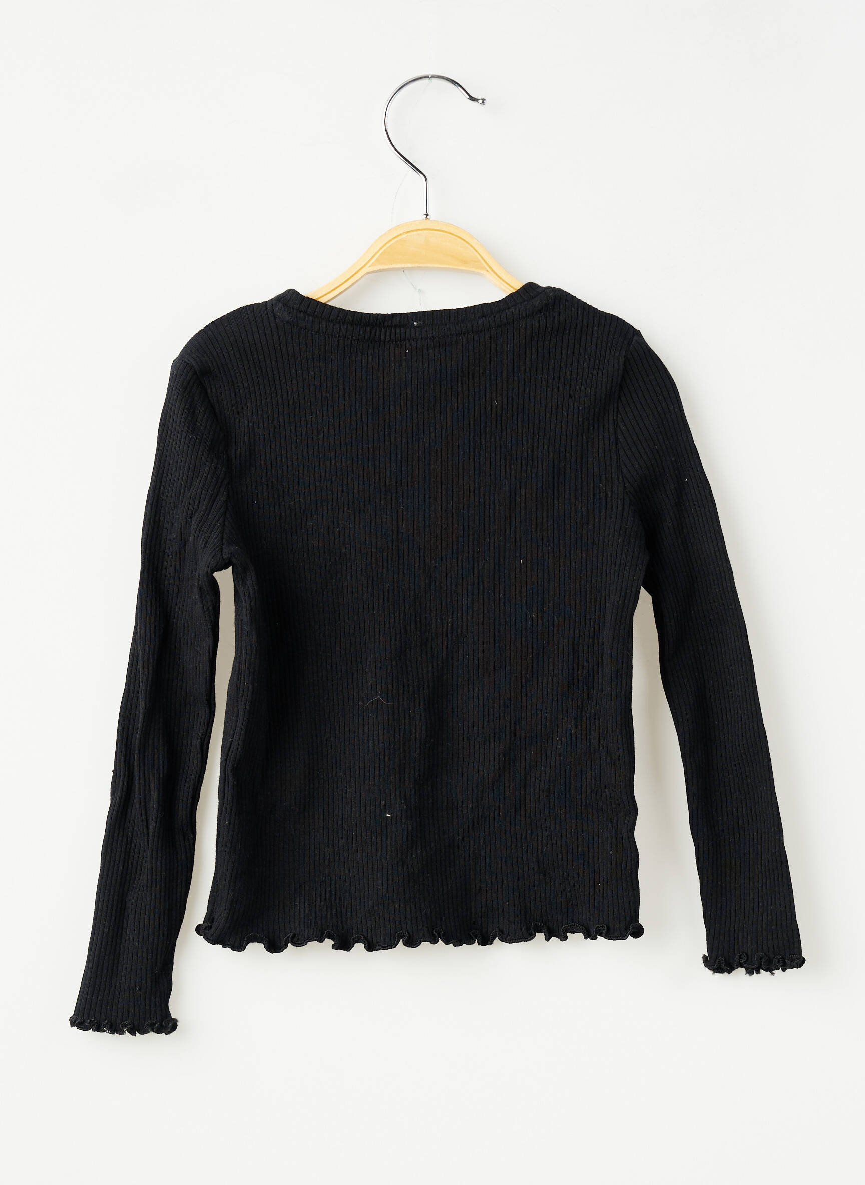 Tricou croială cambrată mâneci lungi negru KIABI fată