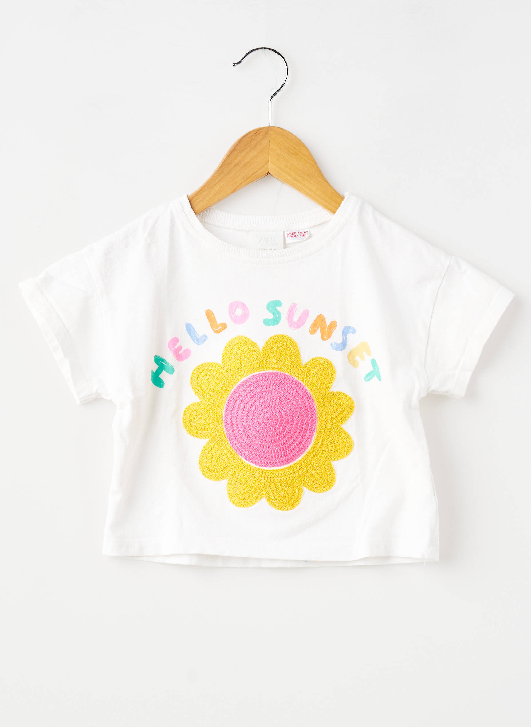 Tricou croială dreaptă mâneci scurte alb ZARA fată