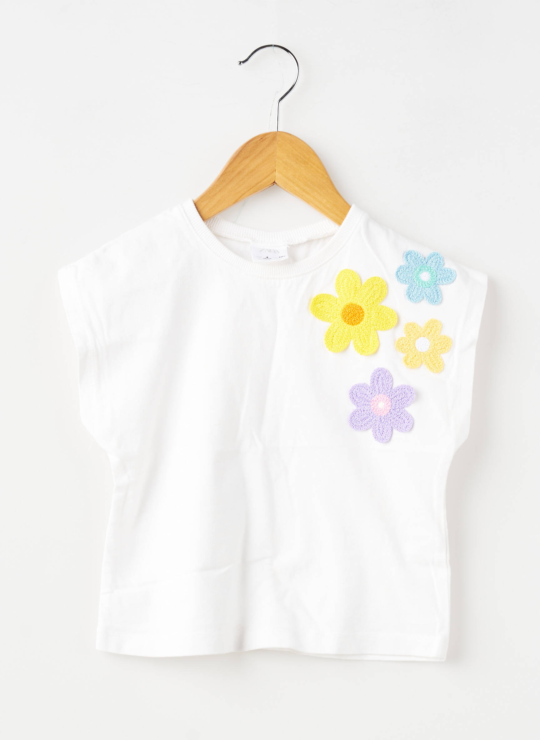 Tricou croială dreaptă mâneci scurte alb ZARA fată