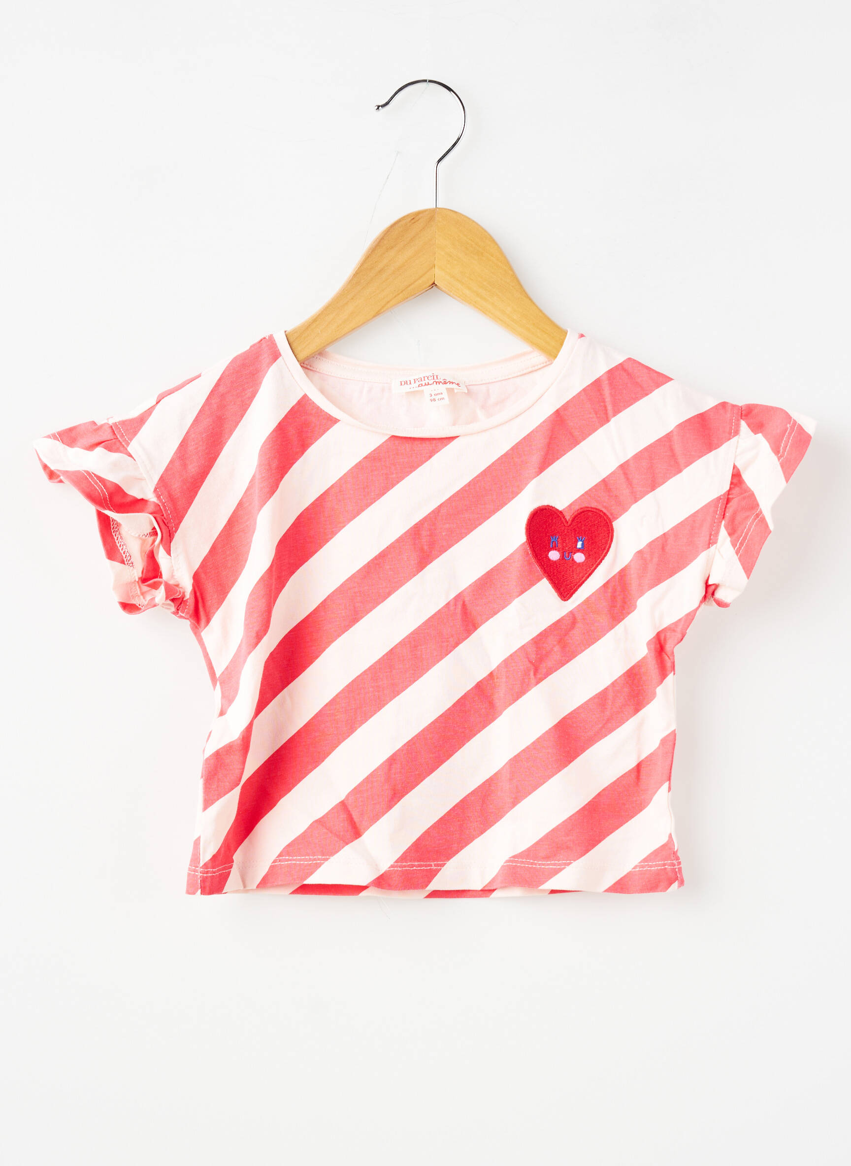 Tricou croială dreaptă mâneci scurte roz DU PAREIL AU MÊME fată