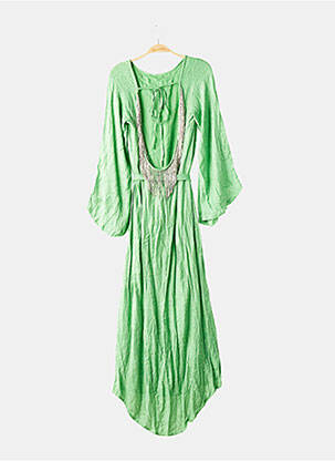 Rochie lungă țesătură crep mâneci 3/4 verde SUNDRESS femeie
