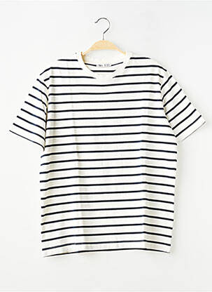 Tricou croială dreaptă mâneci scurte bej ZARA femeie