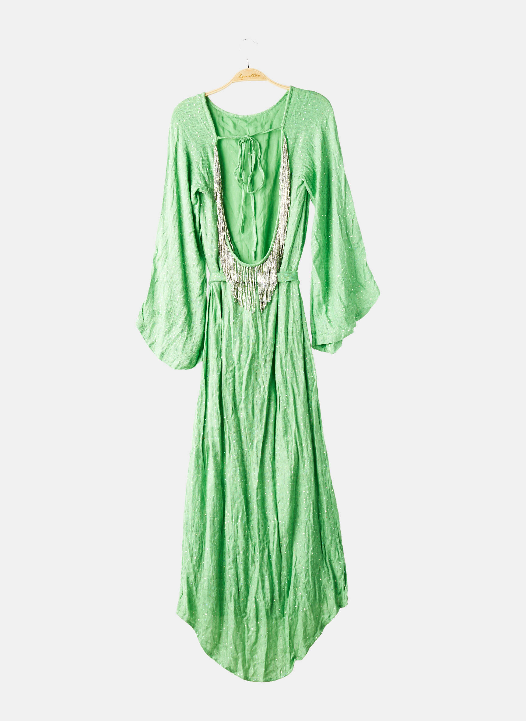 Rochie lungă țesătură crep mâneci 3/4 verde SUNDRESS femeie