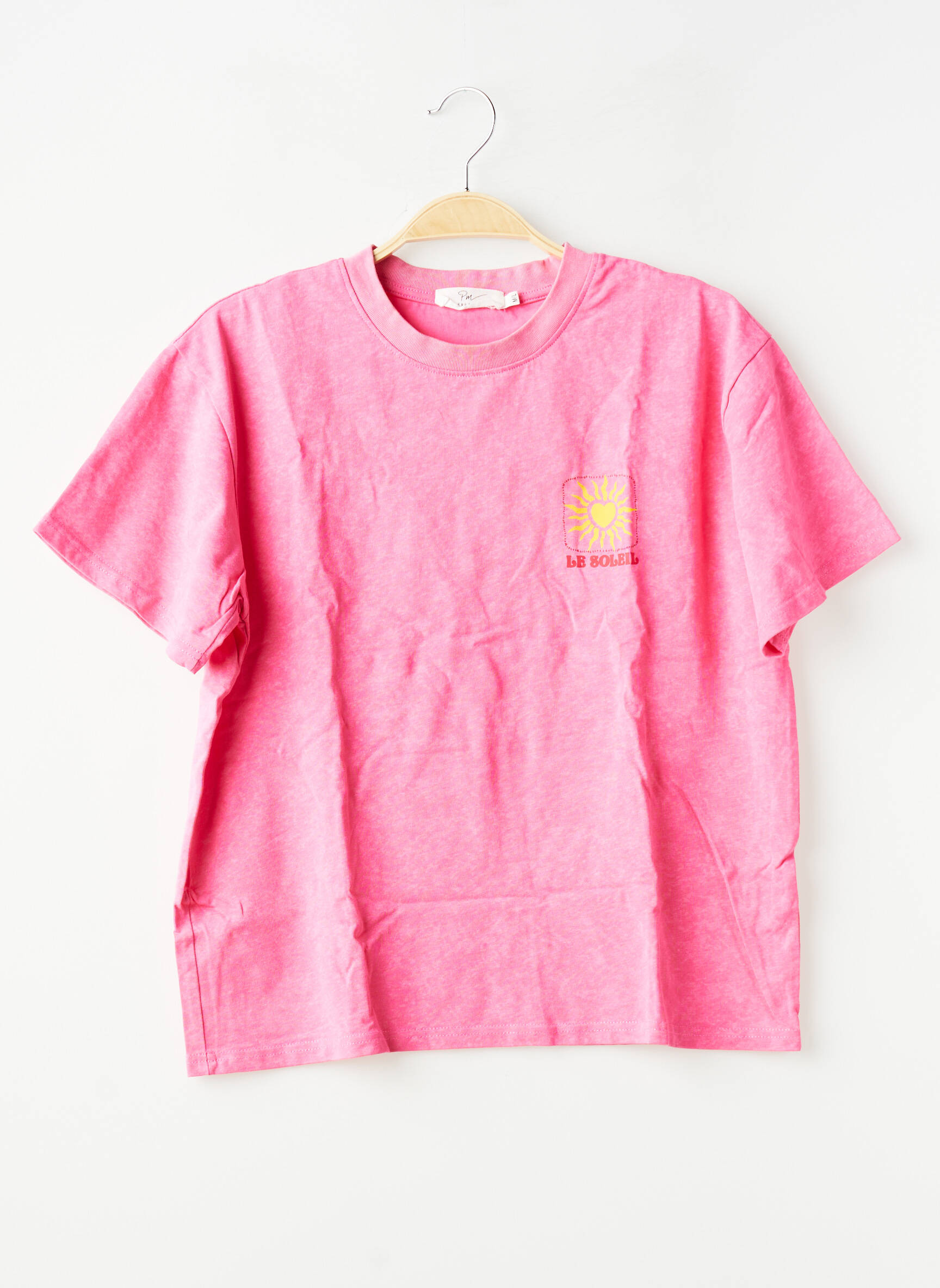 Tricou croială dreaptă mâneci scurte roz PM MERE & FILLE femeie