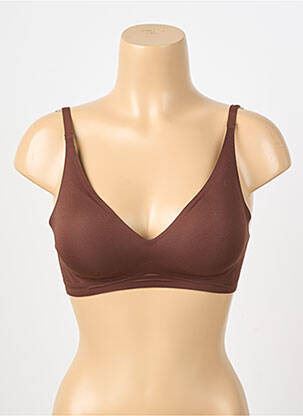 Sutien efect material satinat sutien cu susținere înaltă și burete detașabil maro CREAMY FABRICS femeie