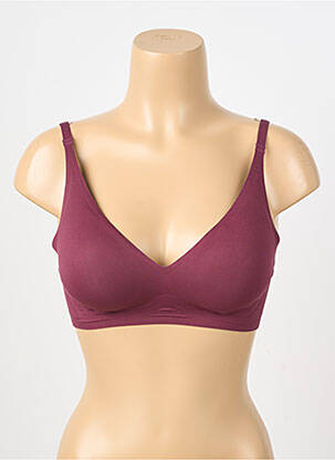 Sutien efect material satinat sutien cu susținere înaltă și burete detașabil roșu CREAMY FABRICS femeie