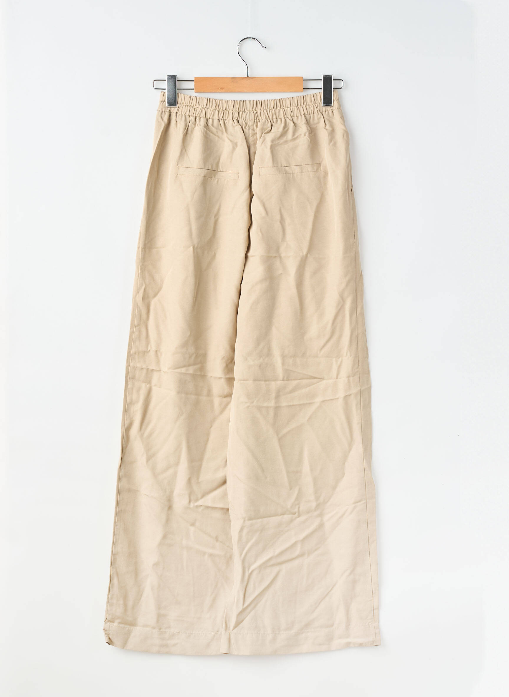 Pantalon larg țesătură poplin mărime normală bej LES LUNES femeie