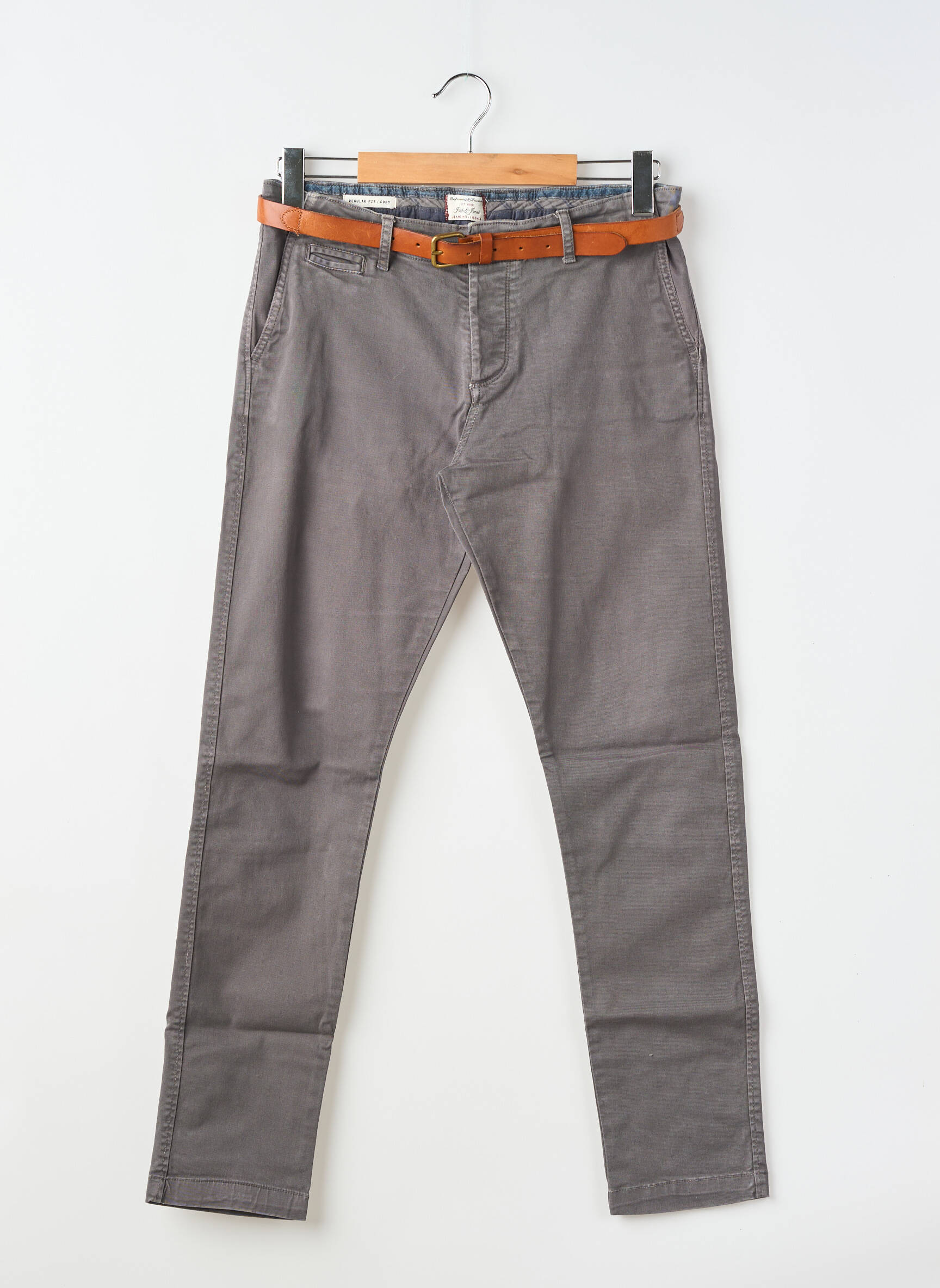 Pantalon chino țesătură poplin mărime normală gri JACK & JONES bărbat