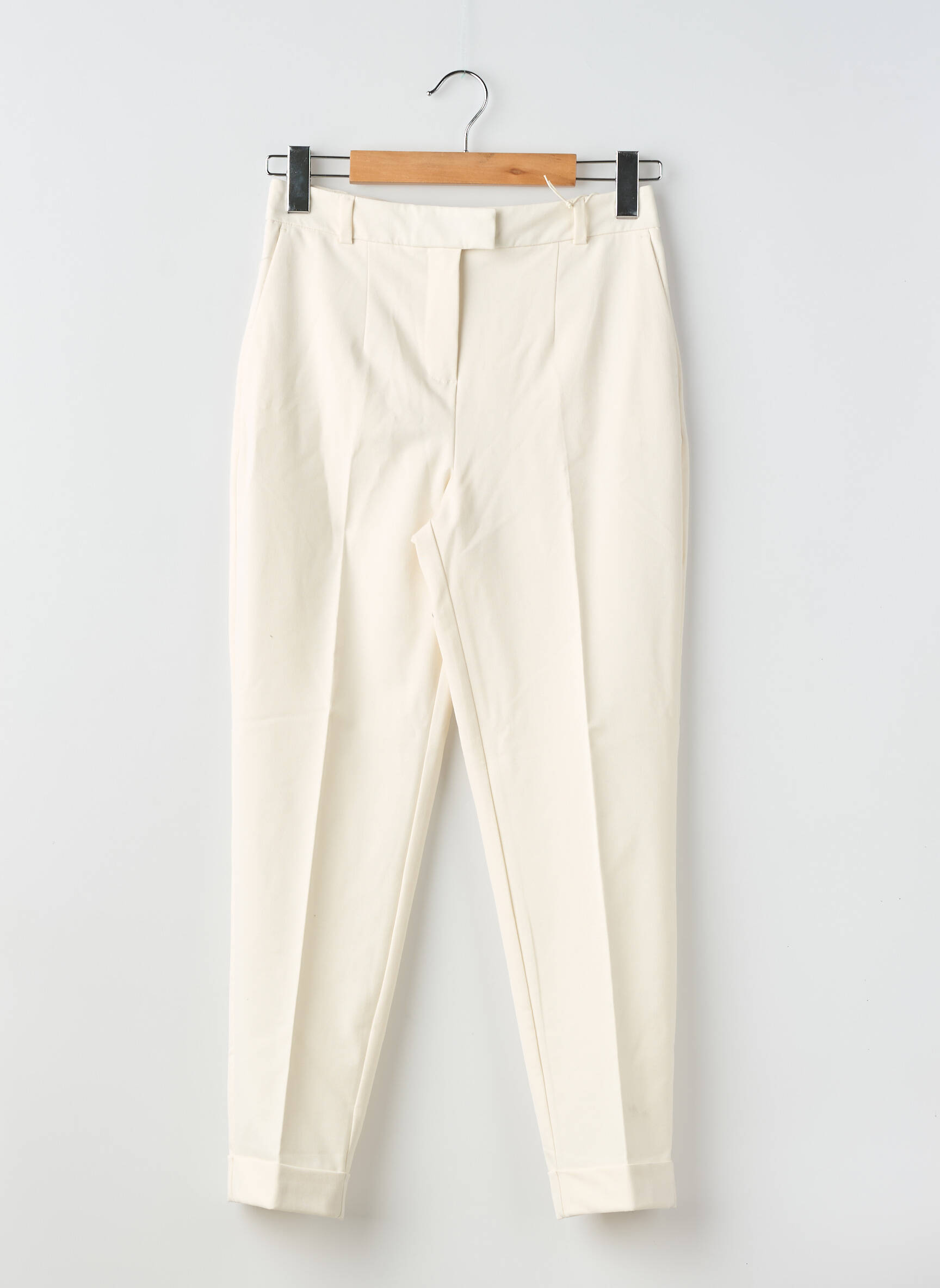 Pantalon chino închidere cu fermoar sub clapetă cu cârlig mărime normală bej C&A femeie