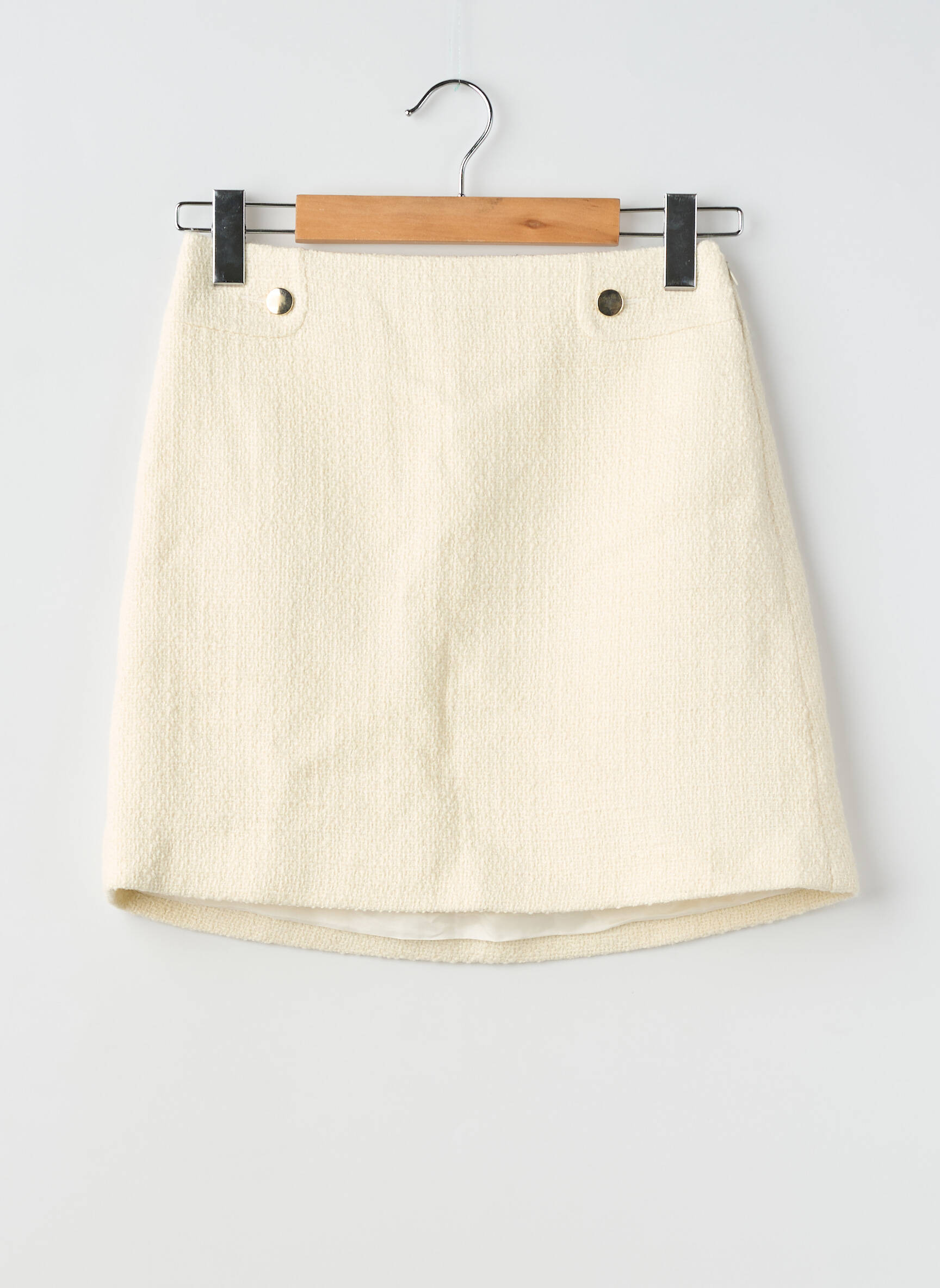 Fustă scurtă țesătură tweed bej CLAUDIE PIERLOT femeie