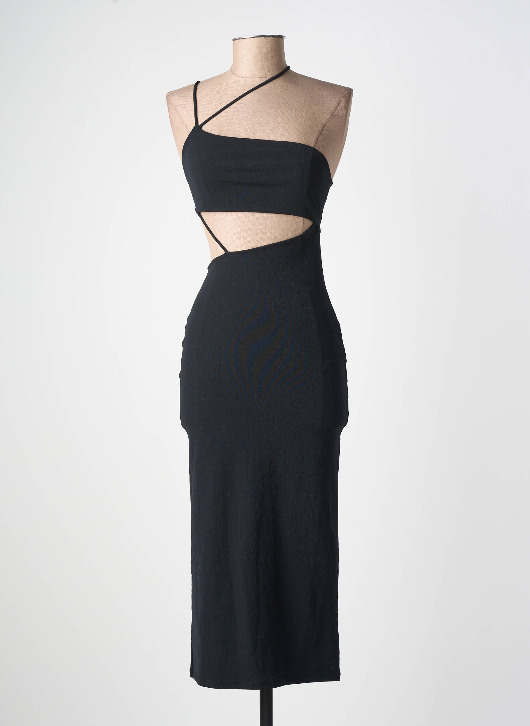 Rochie midi croială cambrată bretele subțiri negru ZARA femeie