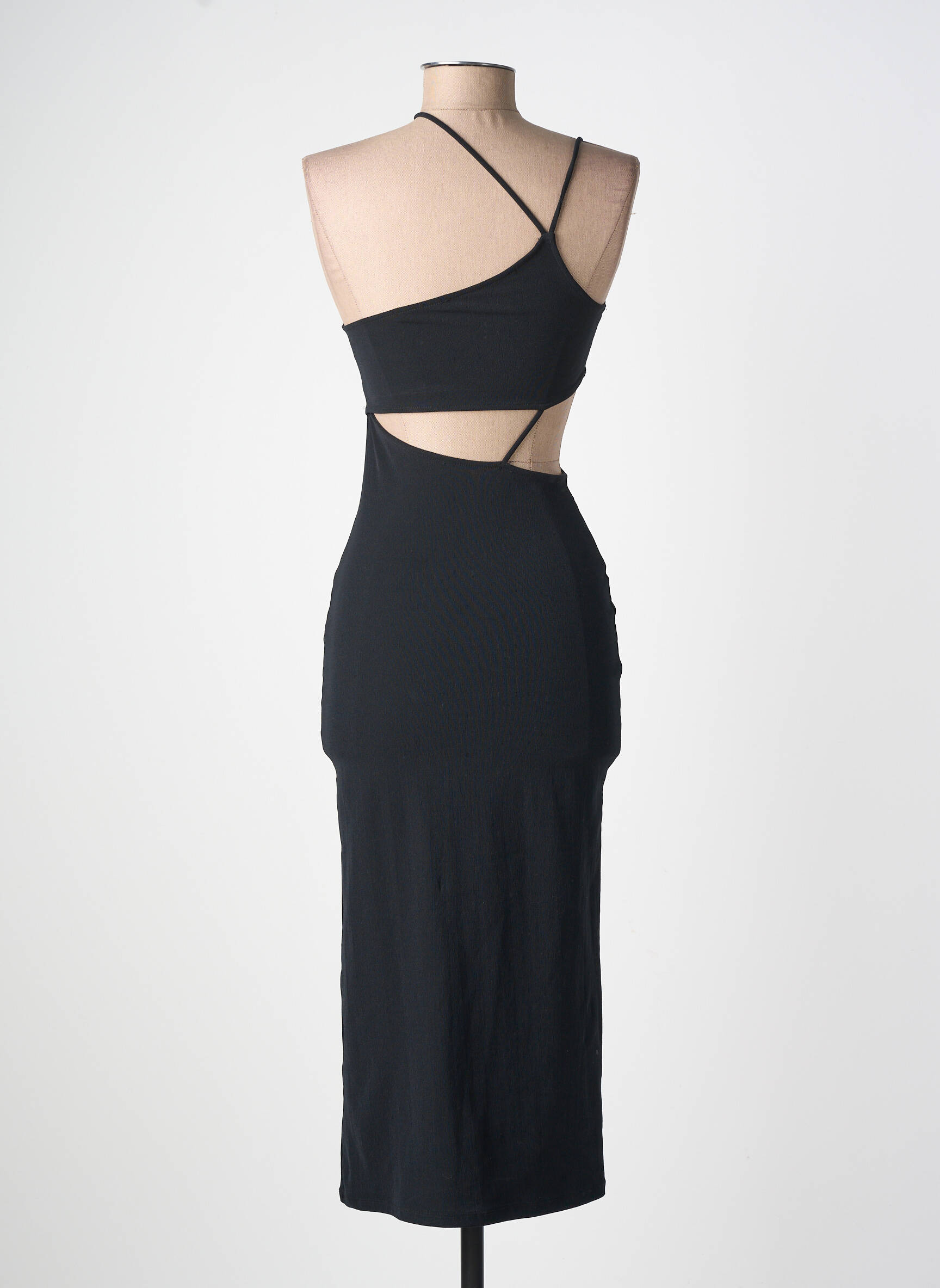 Rochie midi croială cambrată bretele subțiri negru ZARA femeie