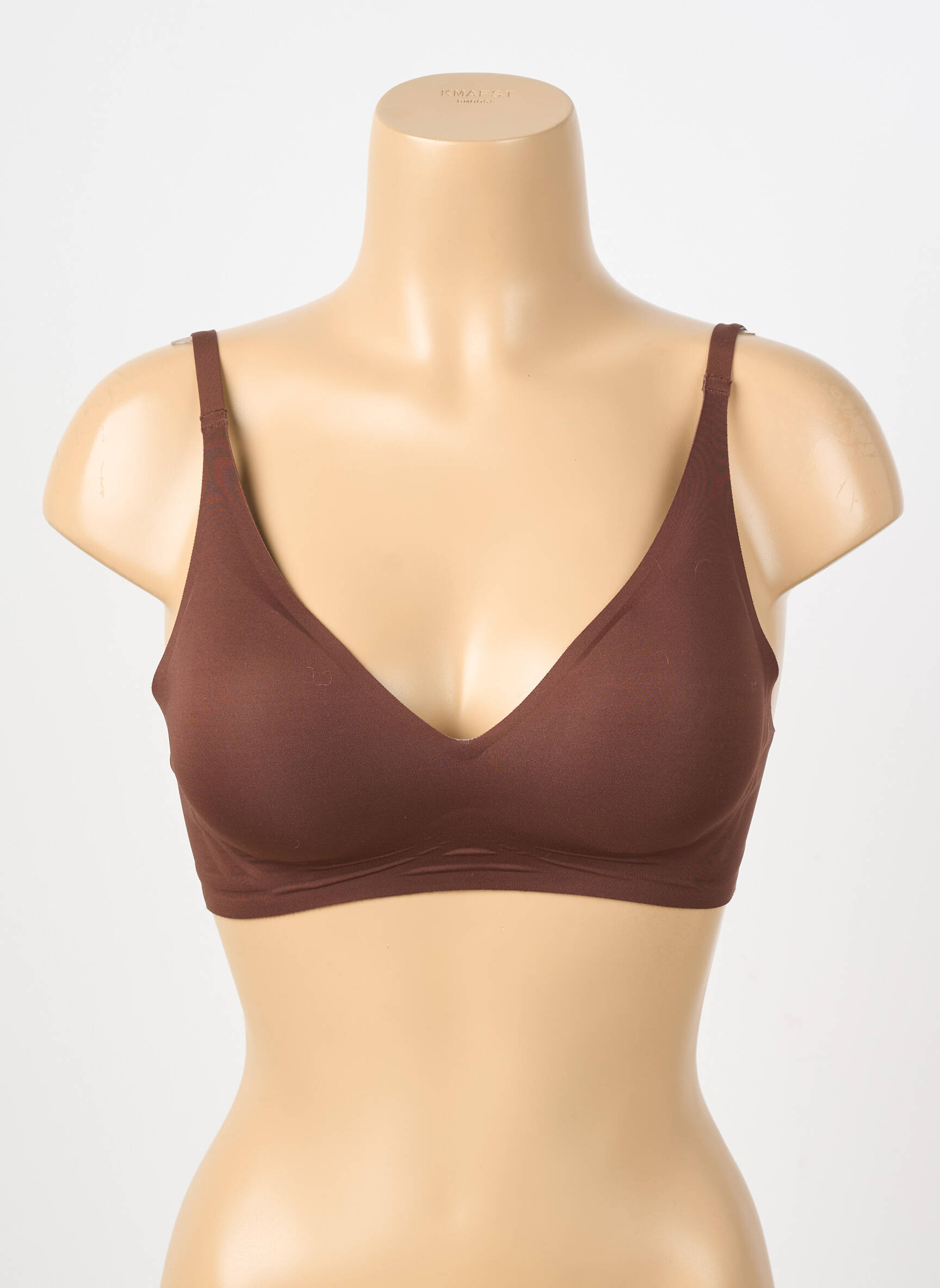 Sutien efect material satinat sutien cu susținere înaltă și burete detașabil maro CREAMY FABRICS femeie