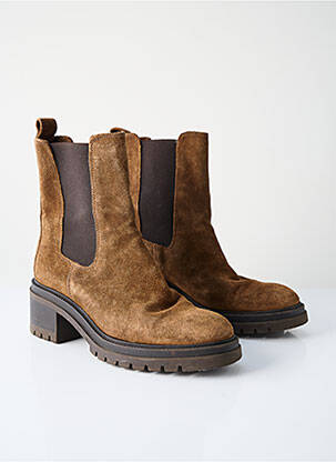 Botine/ghete nubuc toc de 4 la 6 cm maro TEXTO femeie