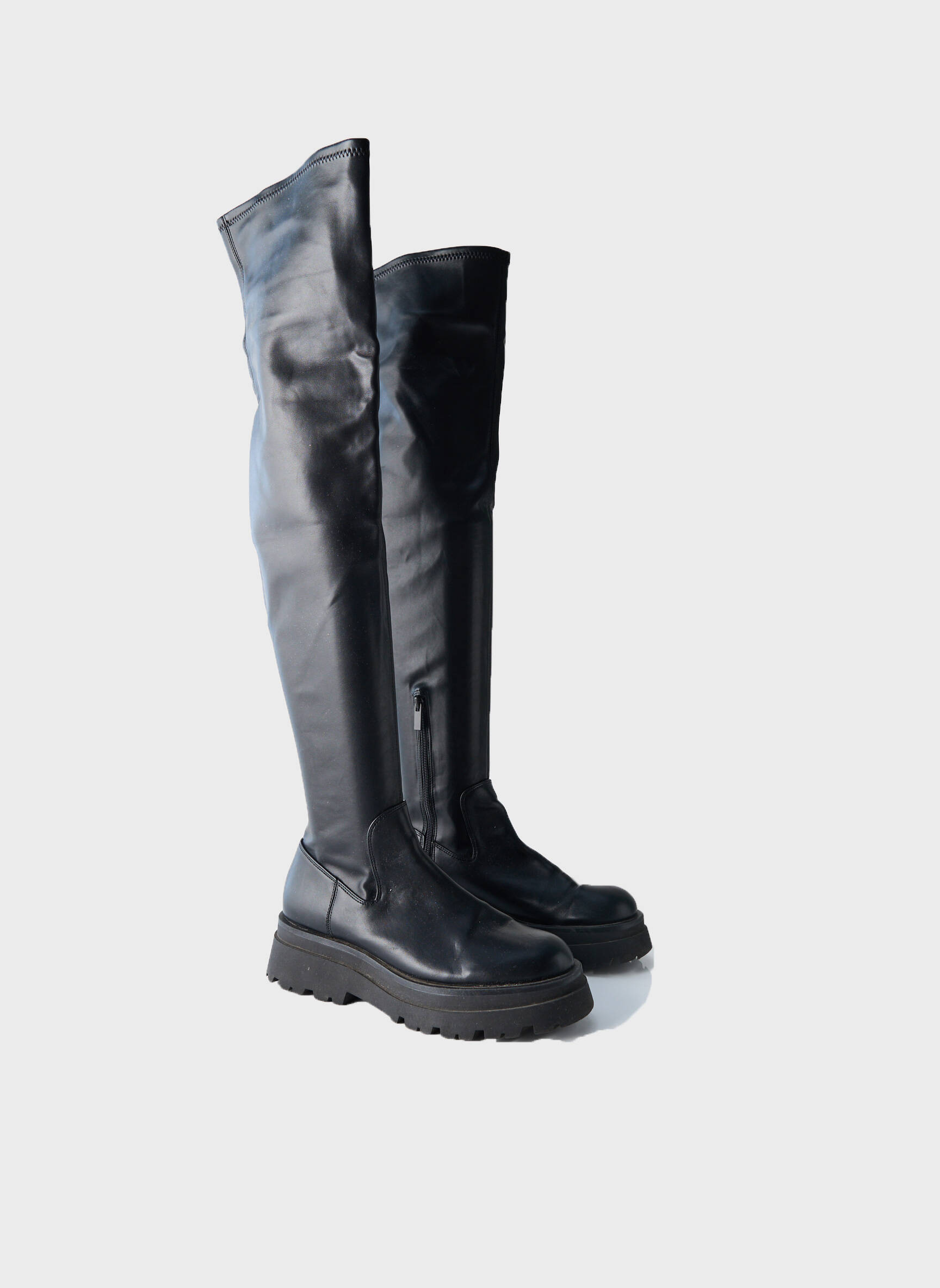 Cizme vârf rotund toc de 4 la 6 cm negru STRADIVARIUS femeie
