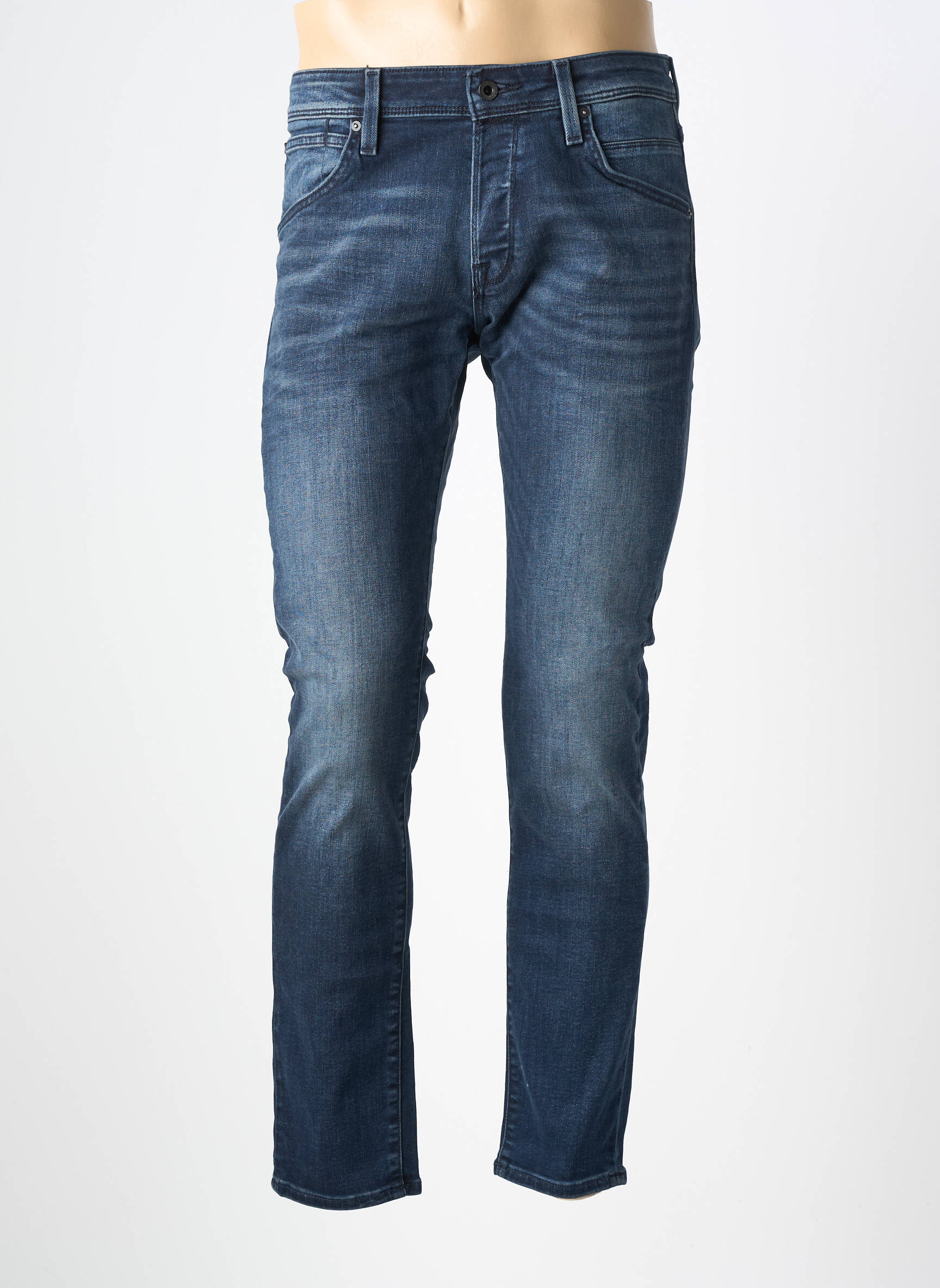 Blugi cu croială slim închidere cu nasturi pe față talie joasă albastru JACK & JONES bărbat