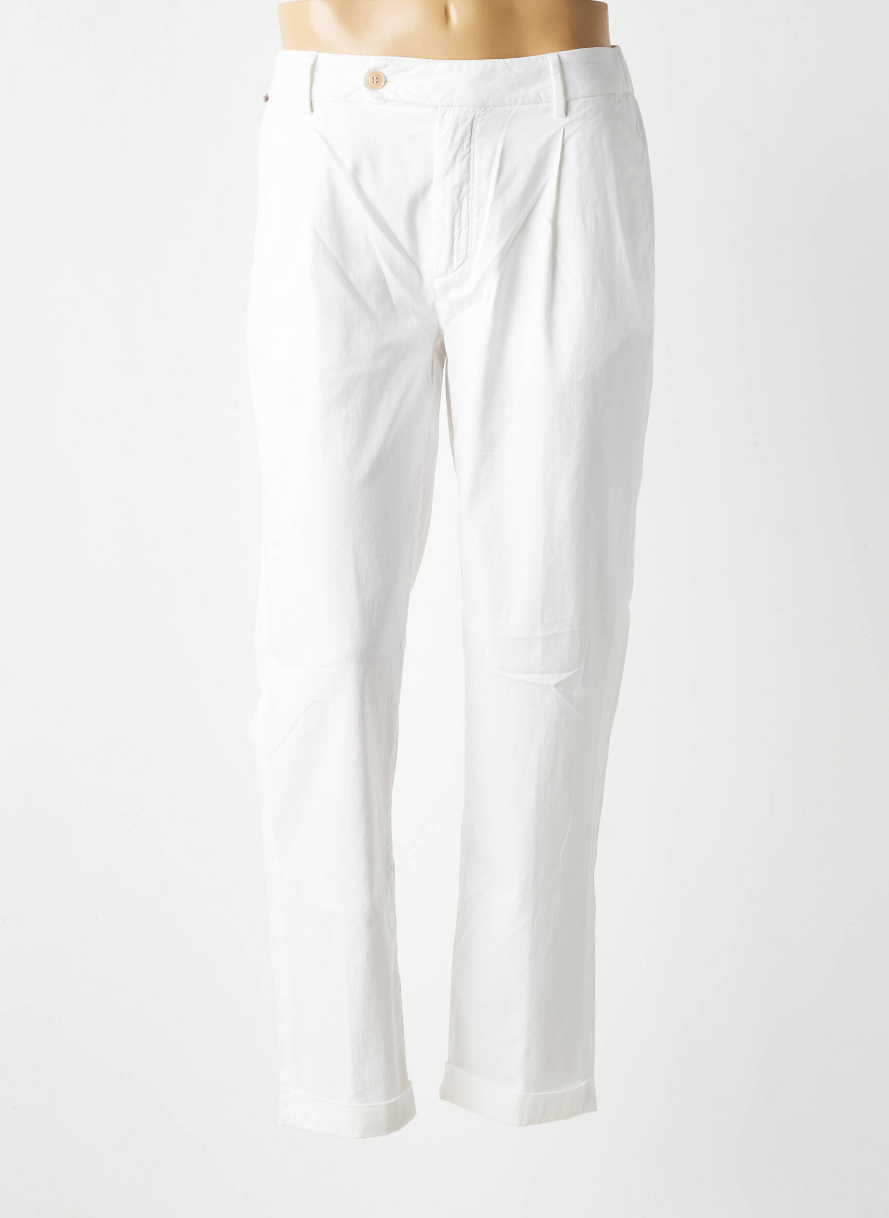 Pantalon chino țesătură poplin mărime normală alb BARMAS bărbat