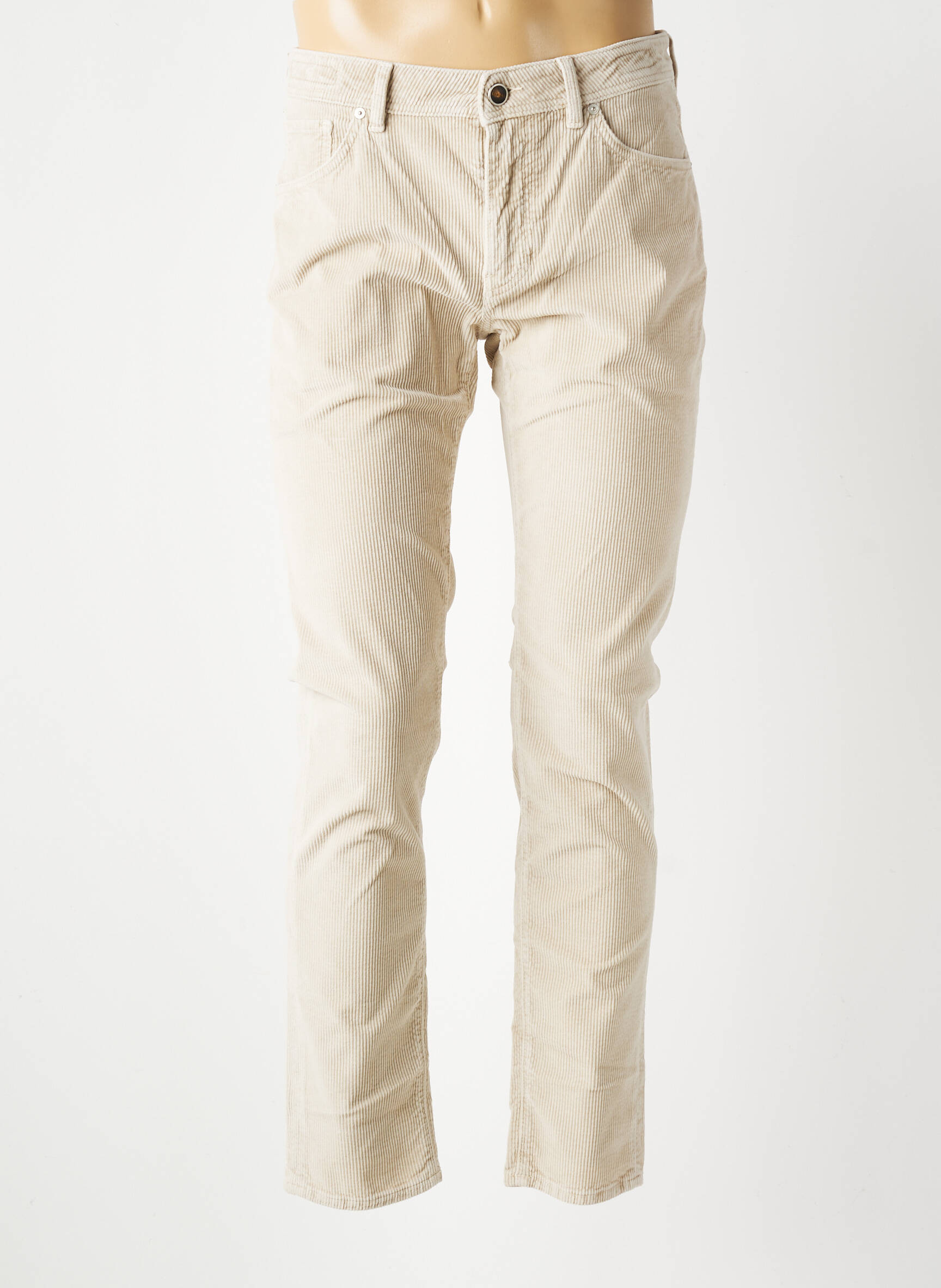 Pantalon slim închidere cu fermoar sub clapetă cu nasturi bej BARMAS bărbat