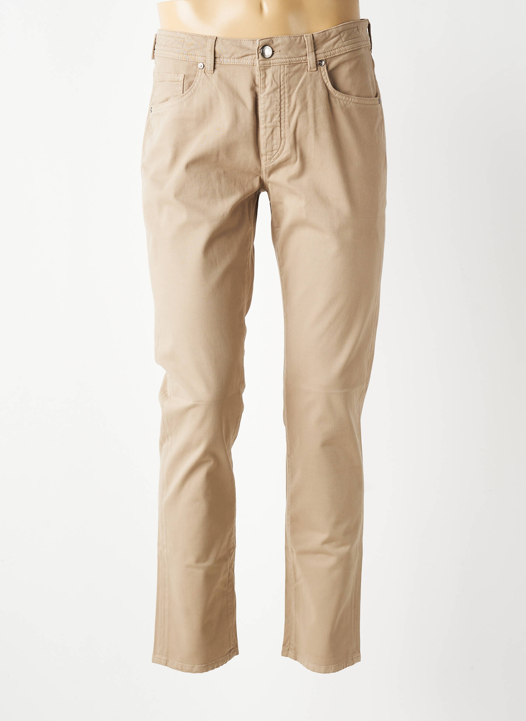 Pantalon slim închidere cu fermoar sub clapetă cu nasturi bej BARMAS bărbat
