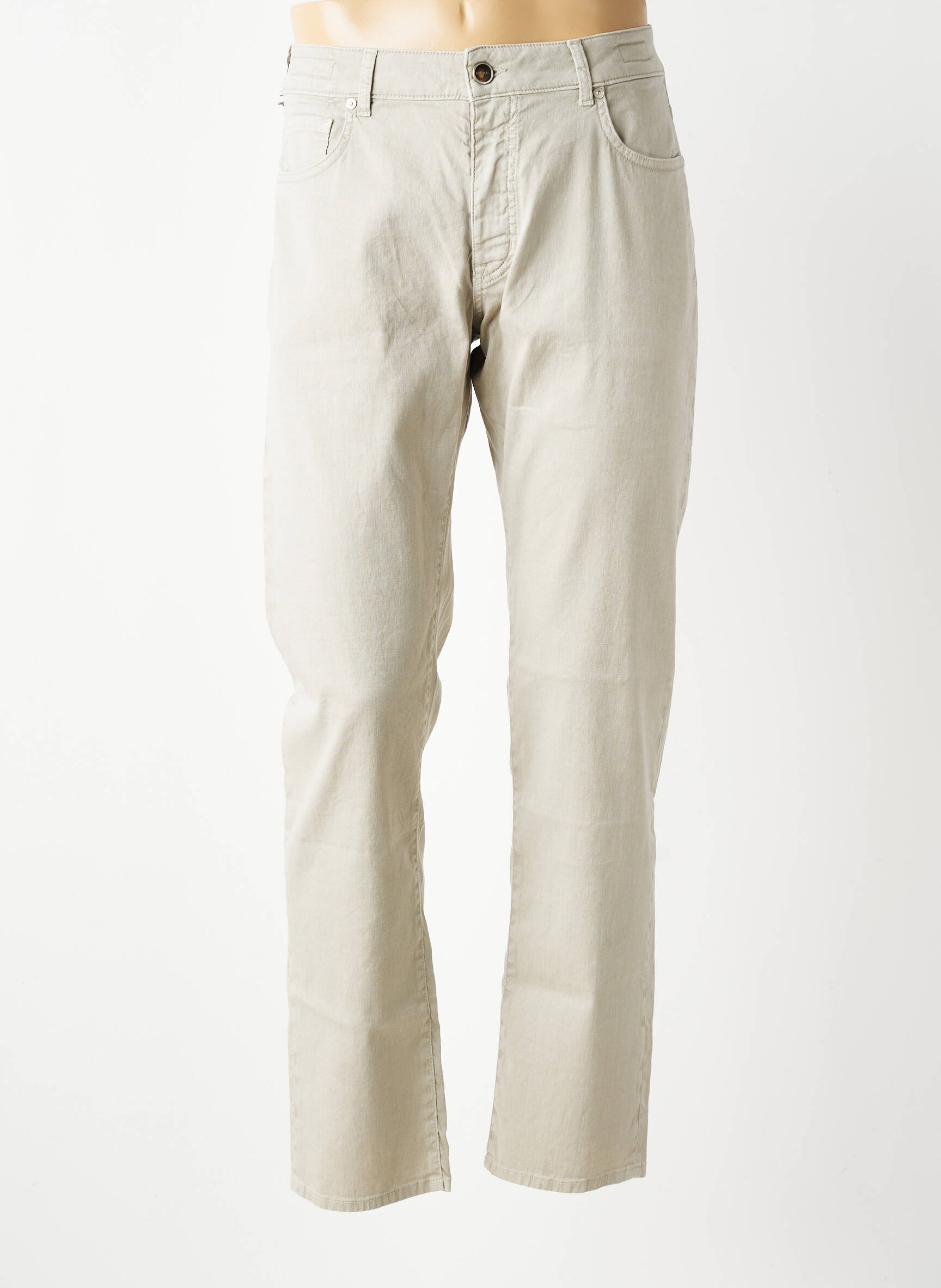 Pantalon slim închidere cu fermoar sub clapetă cu nasturi bej BARMAS bărbat