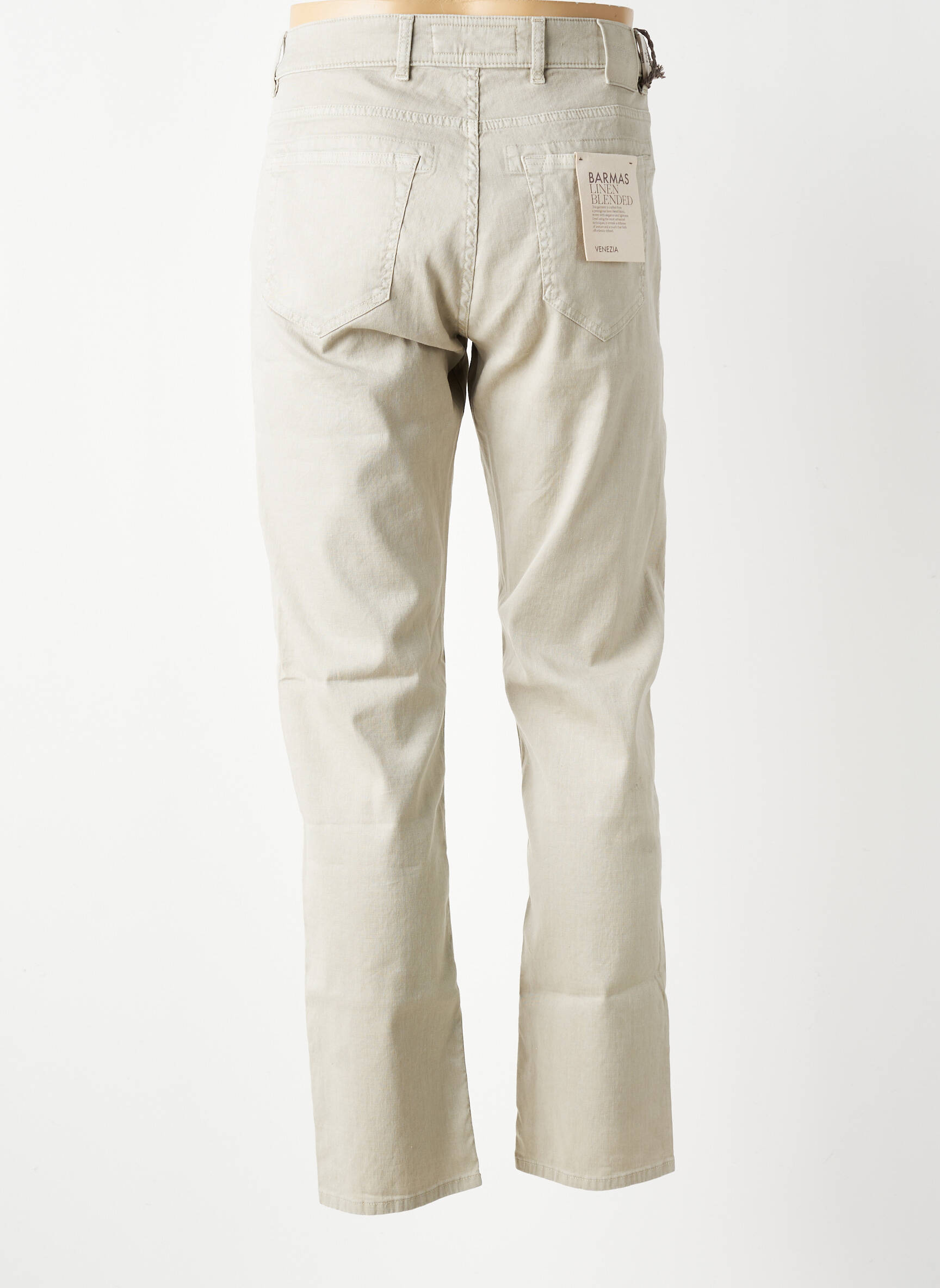 Pantalon slim închidere cu fermoar sub clapetă cu nasturi bej BARMAS bărbat