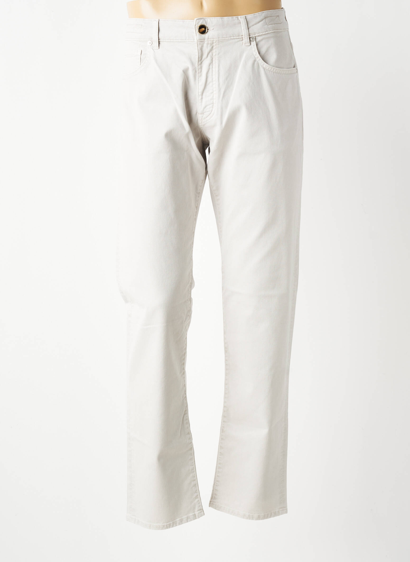 Pantalon slim închidere cu fermoar sub clapetă cu nasturi bej BARMAS bărbat