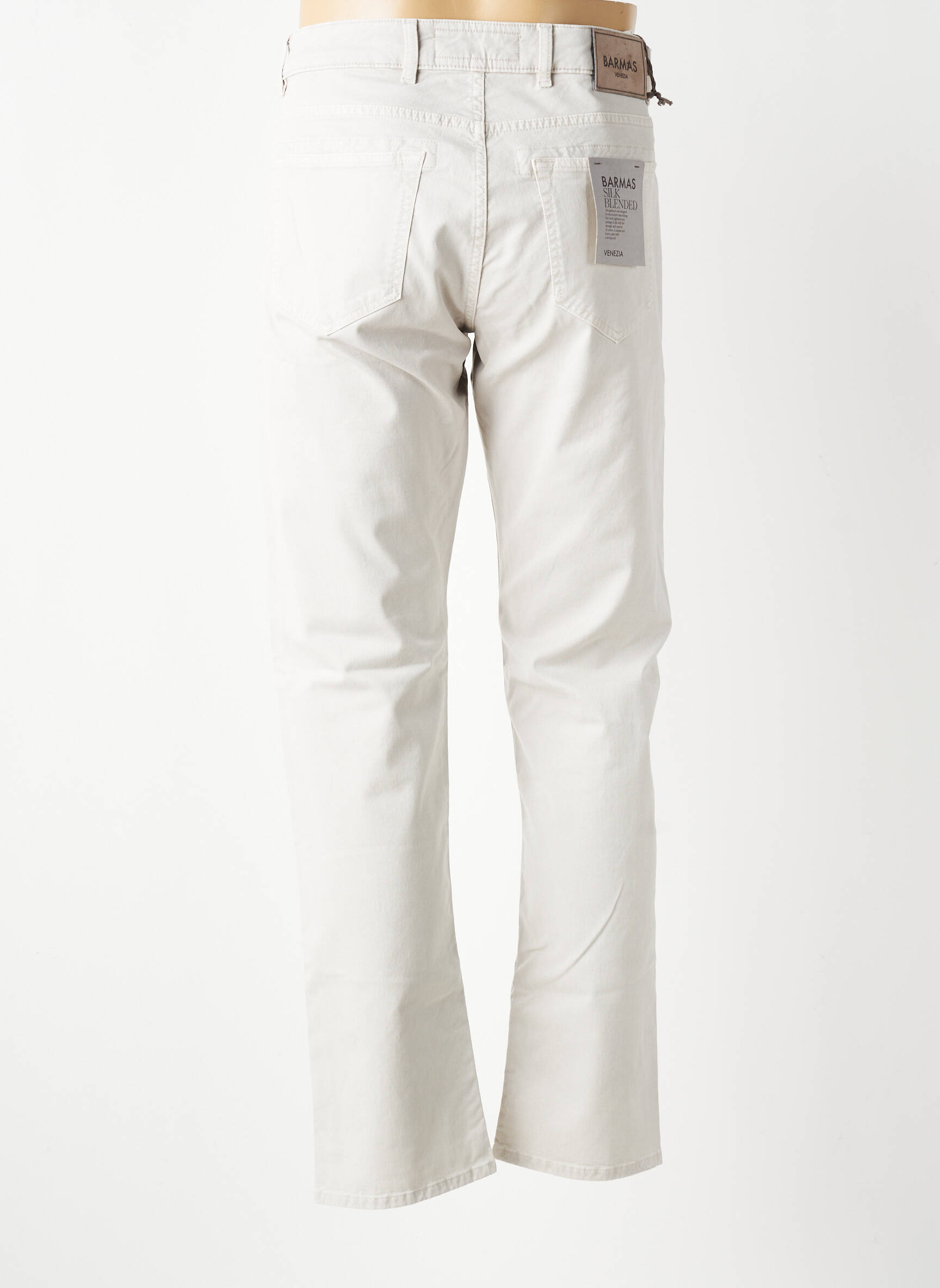 Pantalon slim închidere cu fermoar sub clapetă cu nasturi bej BARMAS bărbat