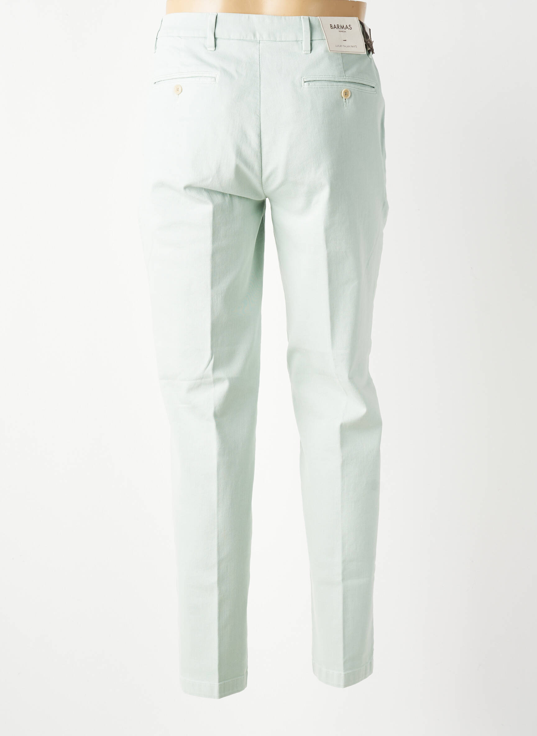 Pantalon slim închidere cu fermoar sub clapetă cu nasturi verde BARMAS bărbat