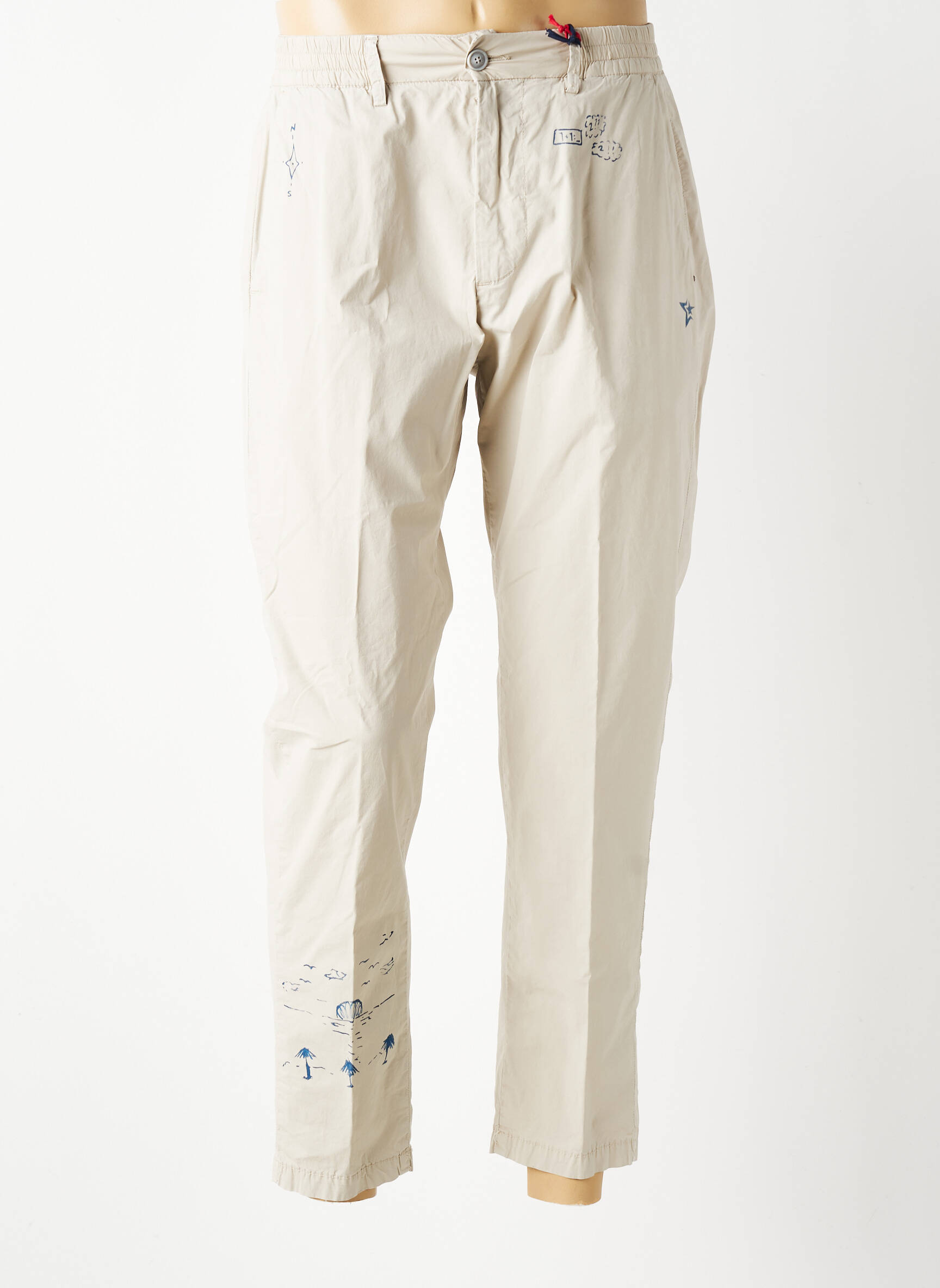 Pantalon chino țesătură poplin mărime normală bej BOB bărbat