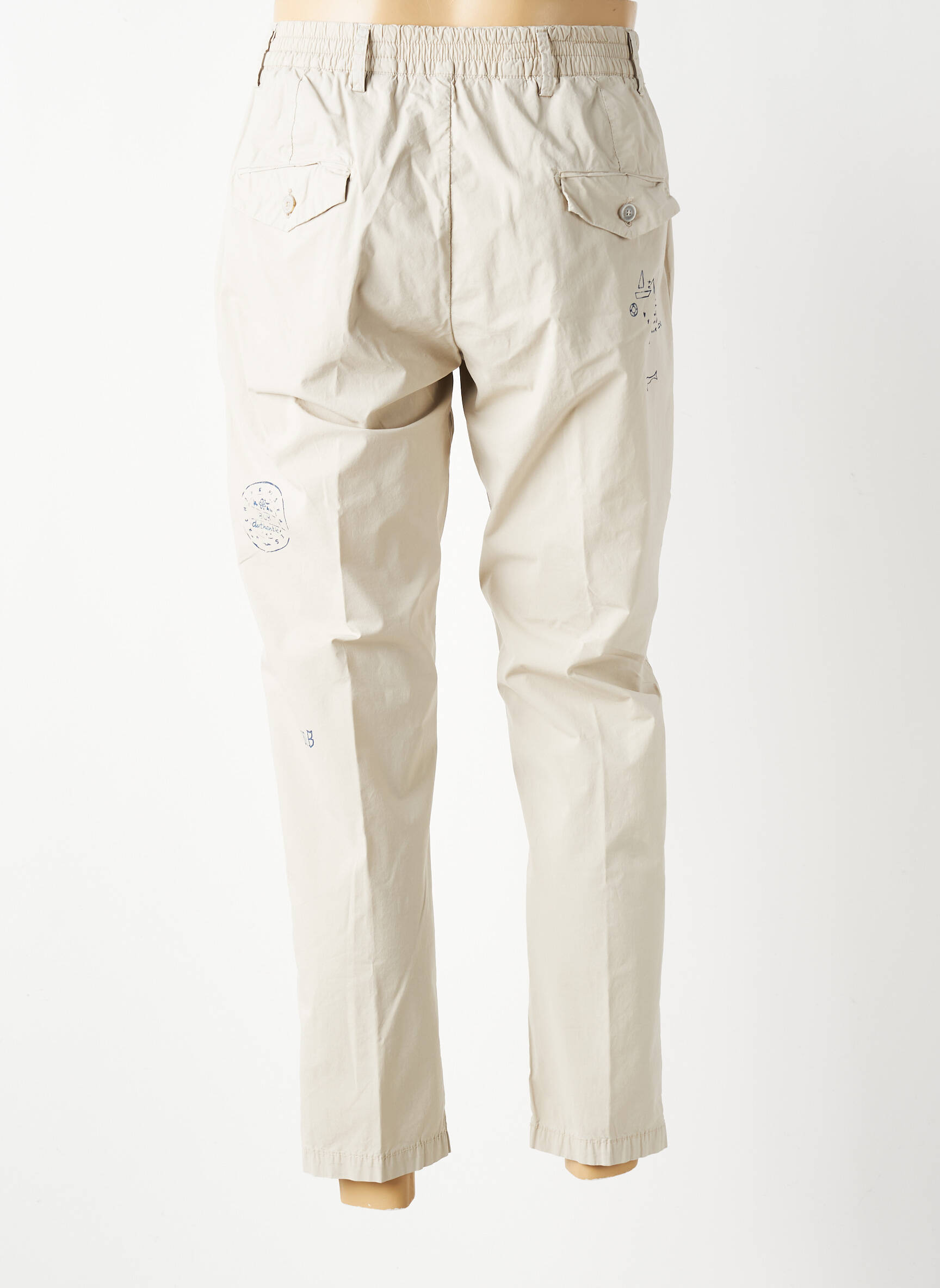 Pantalon chino țesătură poplin mărime normală bej BOB bărbat