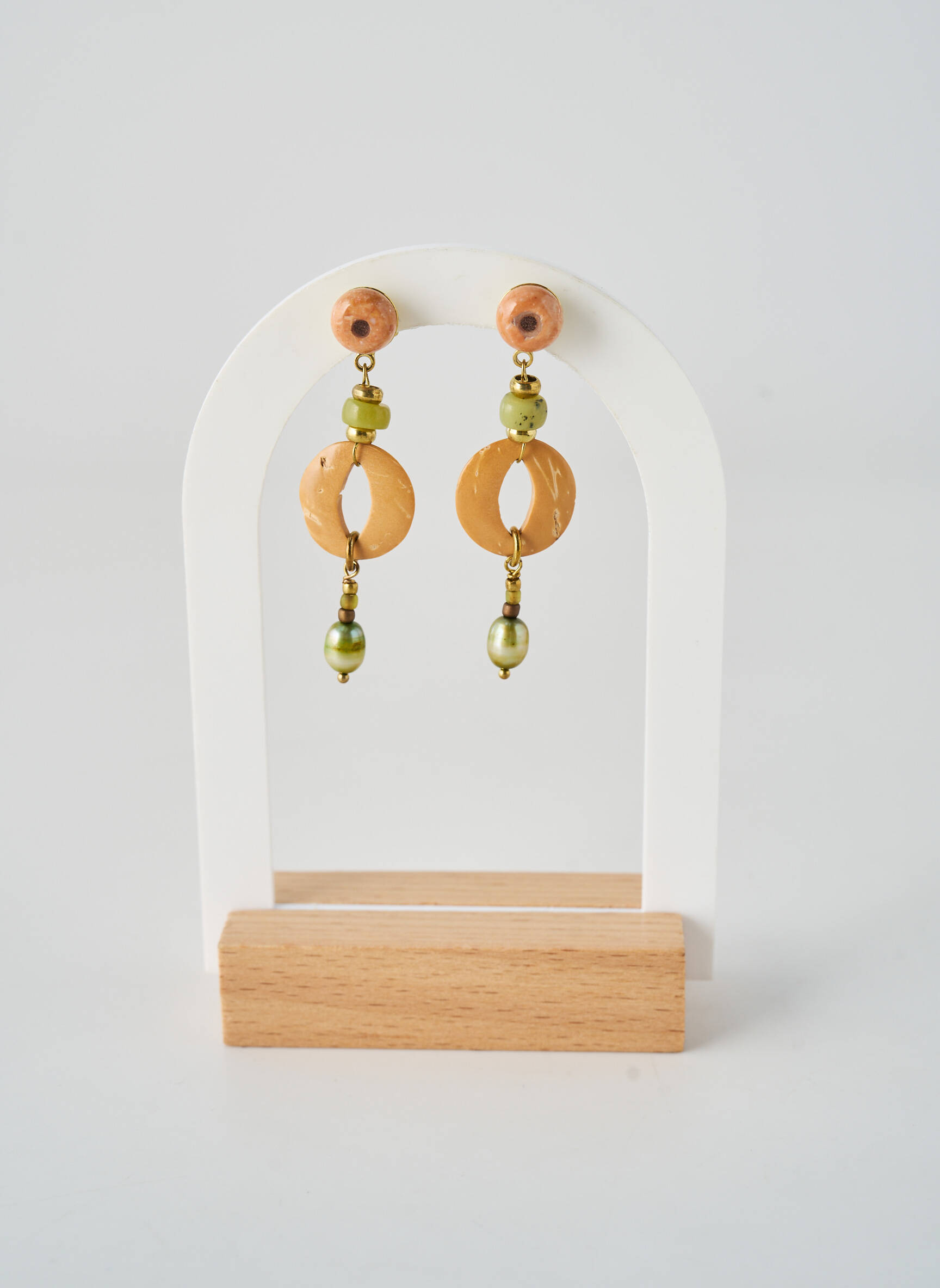 Cercei ornament cu mărgele bej NATURE BIJOUX femeie