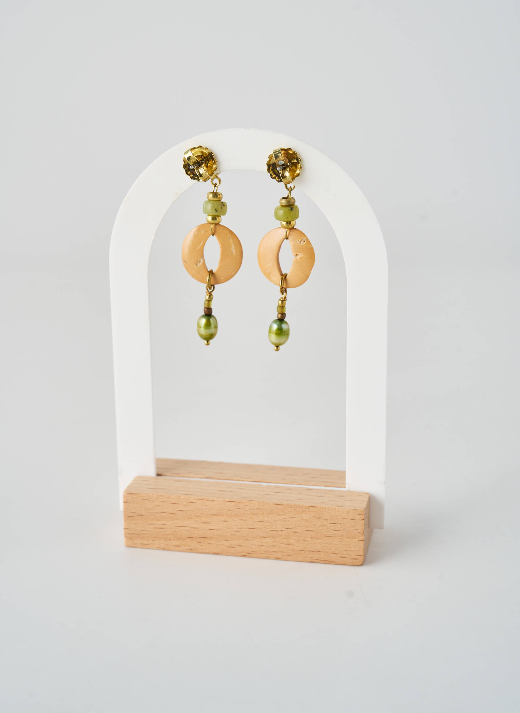 Cercei ornament cu mărgele bej NATURE BIJOUX femeie