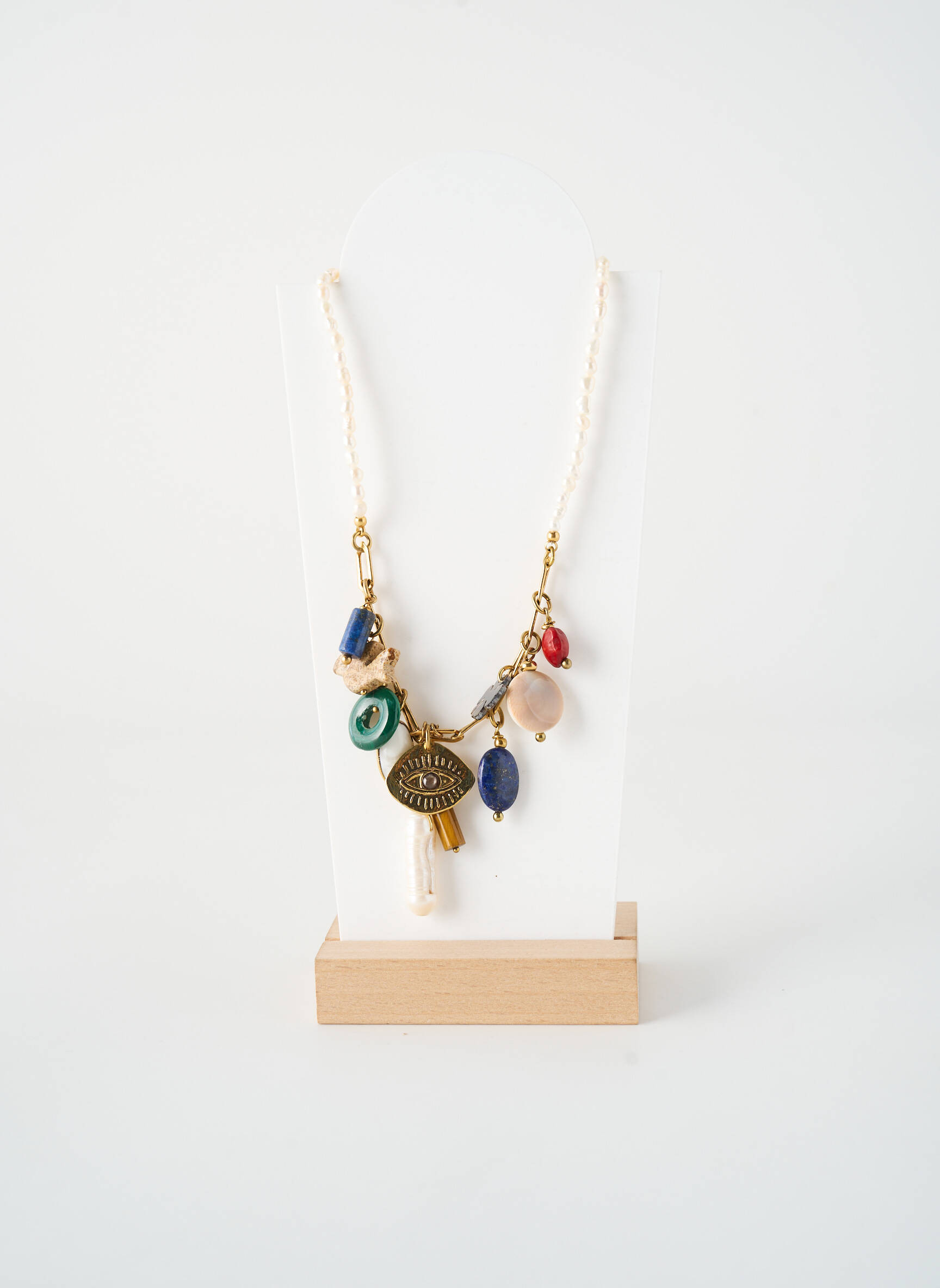 Colier ornament cu mărgele alb NATURE BIJOUX femeie