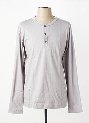 Tricou guler tunisian mâneci lungi gri DESOTO bărbat