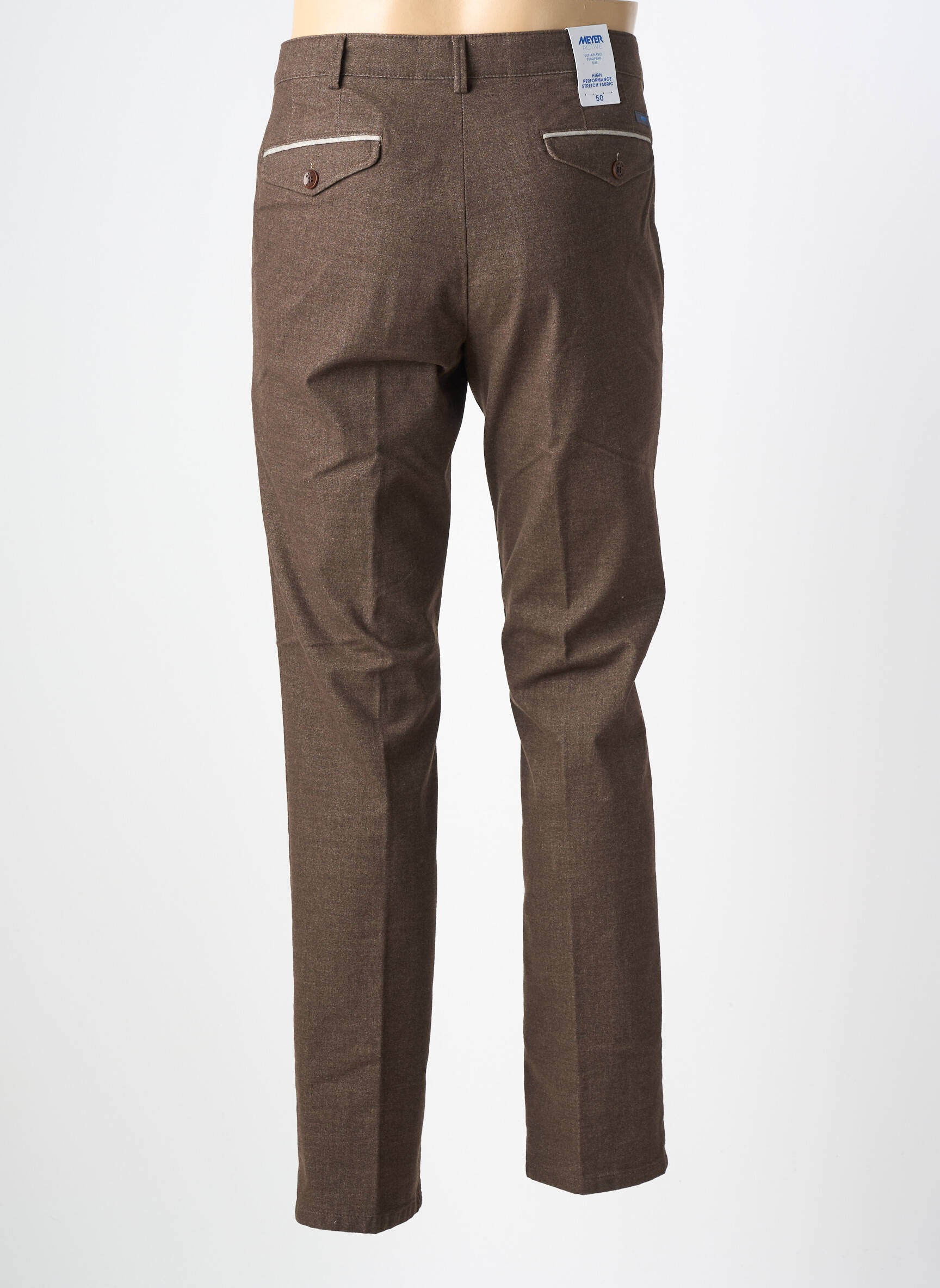Pantalon slim țesătură melanj mărime normală maro MEYER bărbat