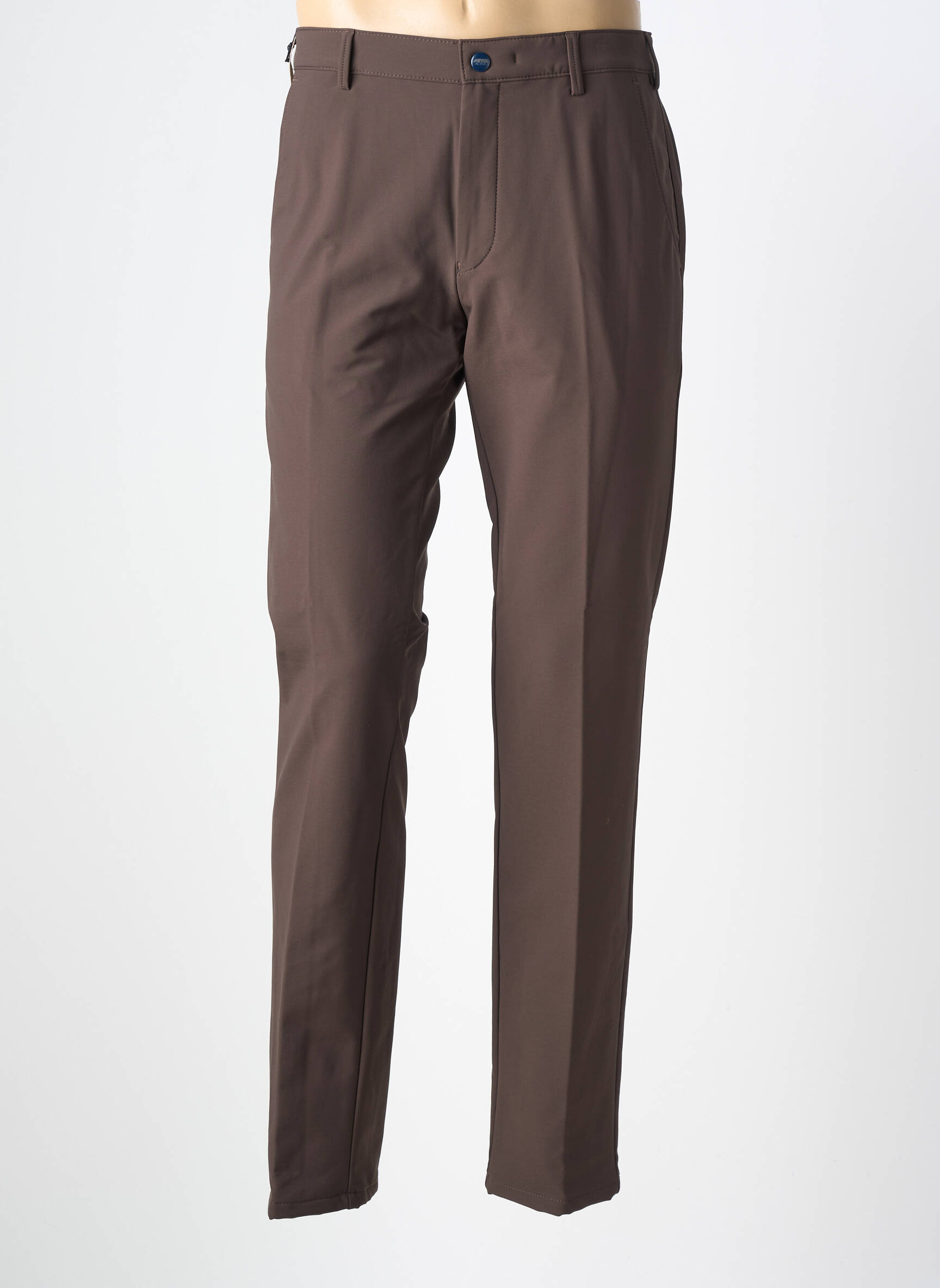Pantalon chino țesătură poplin mărime normală maro MEYER bărbat