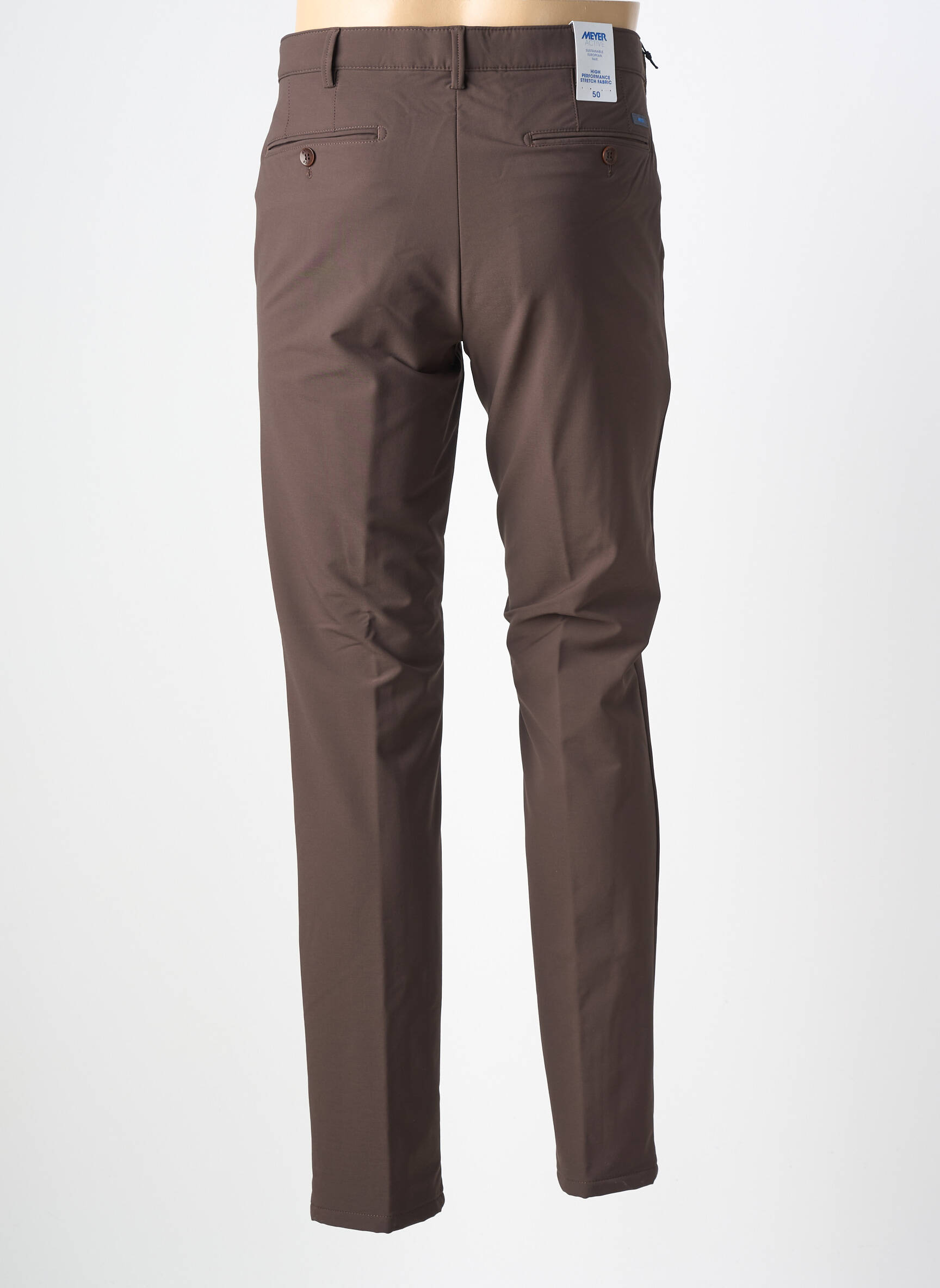 Pantalon chino țesătură poplin mărime normală maro MEYER bărbat