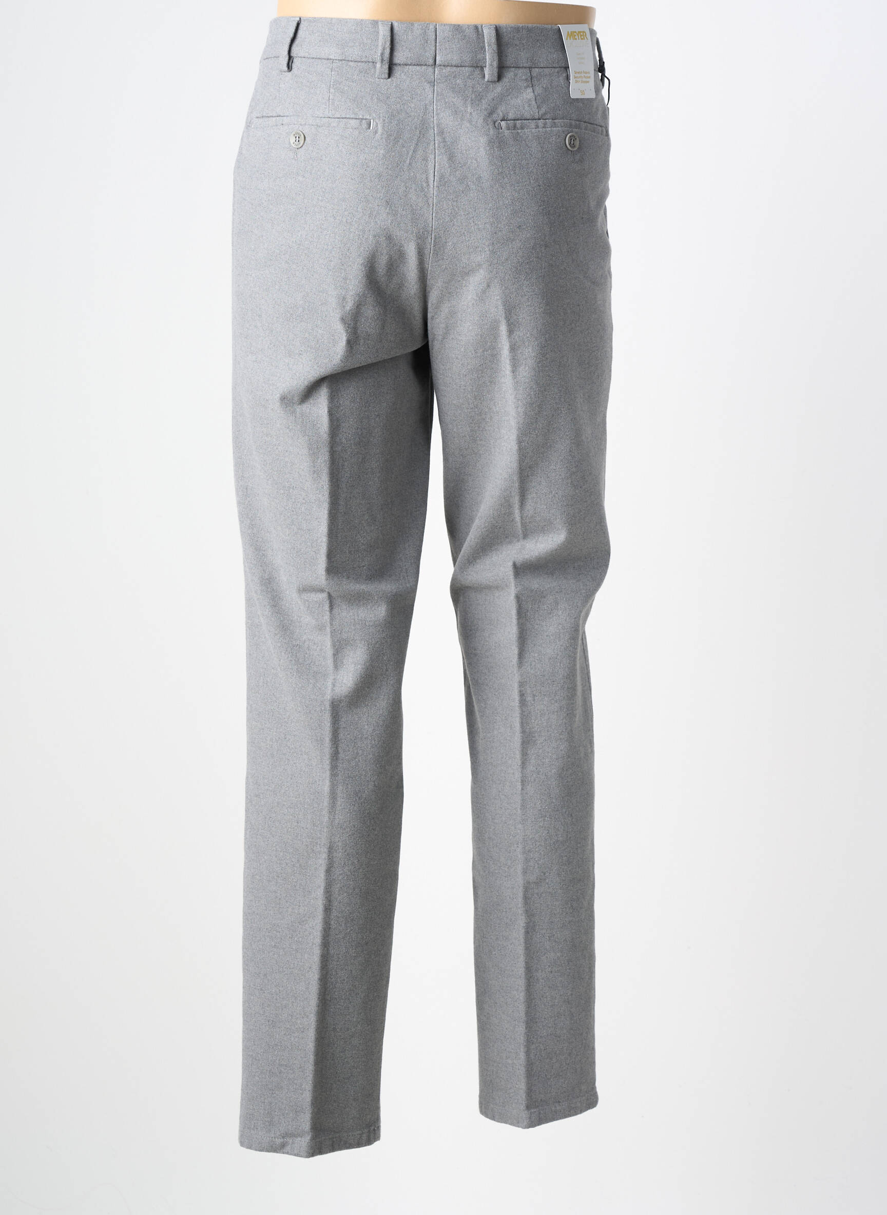 Pantalon slim țesătură melanj mărime normală gri MEYER bărbat