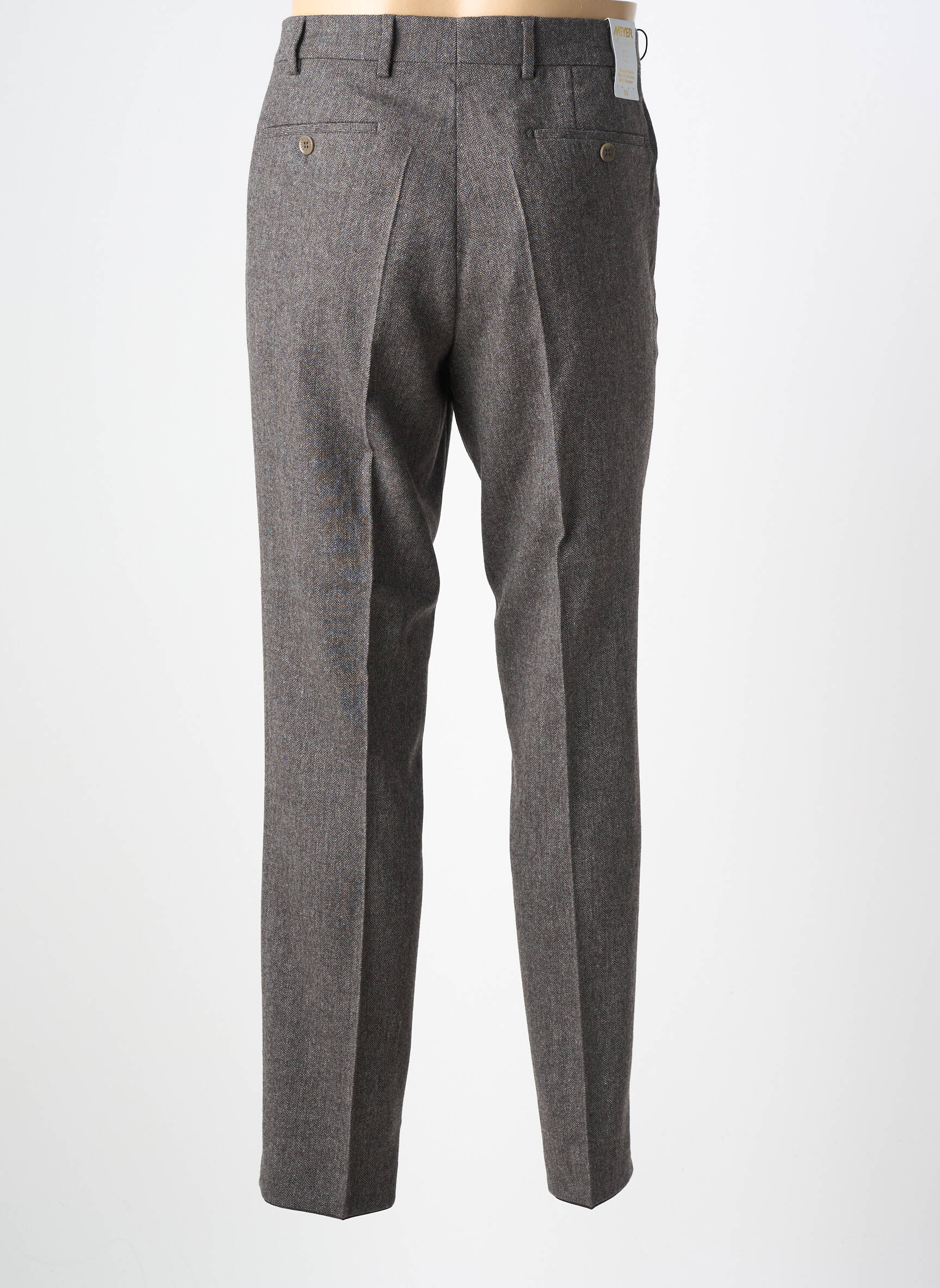 Pantalon chino țesătură melanj mărime normală gri MEYER bărbat