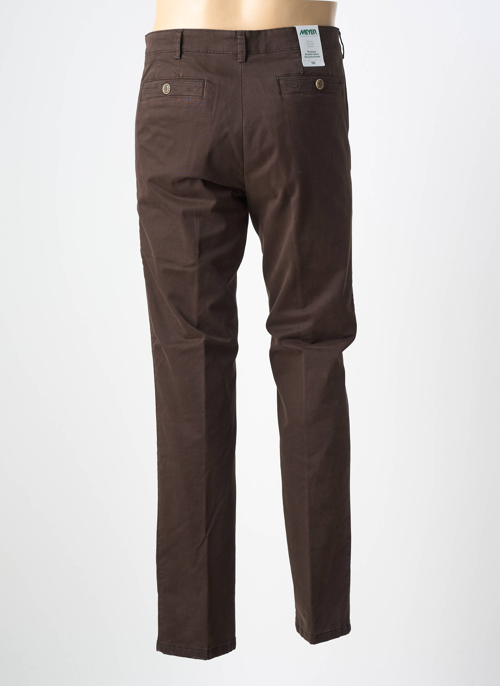 Pantalon chino țesătură poplin mărime normală maro MEYER bărbat