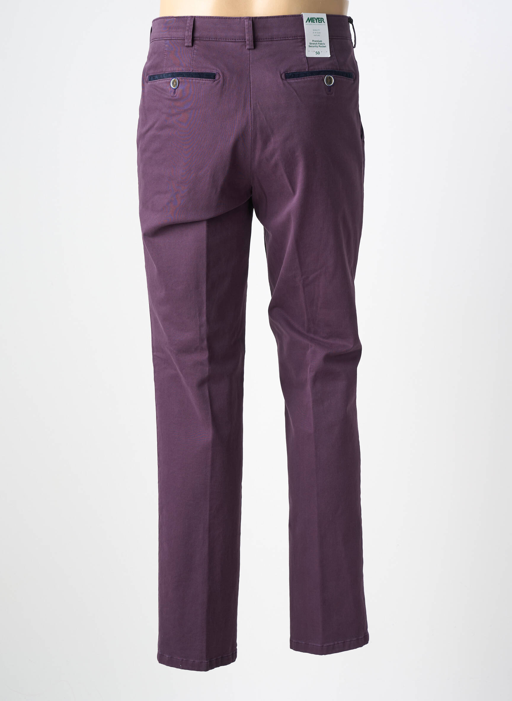 Pantalon chino țesătură poplin mărime normală violet MEYER bărbat