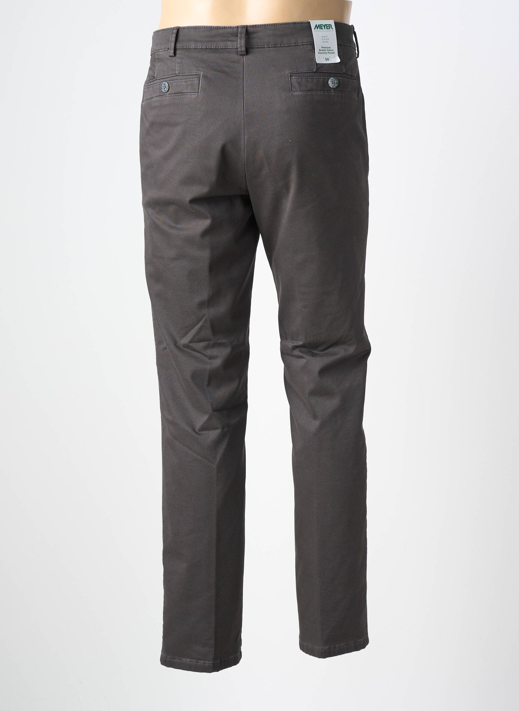 Pantalon chino țesătură poplin mărime normală gri MEYER bărbat