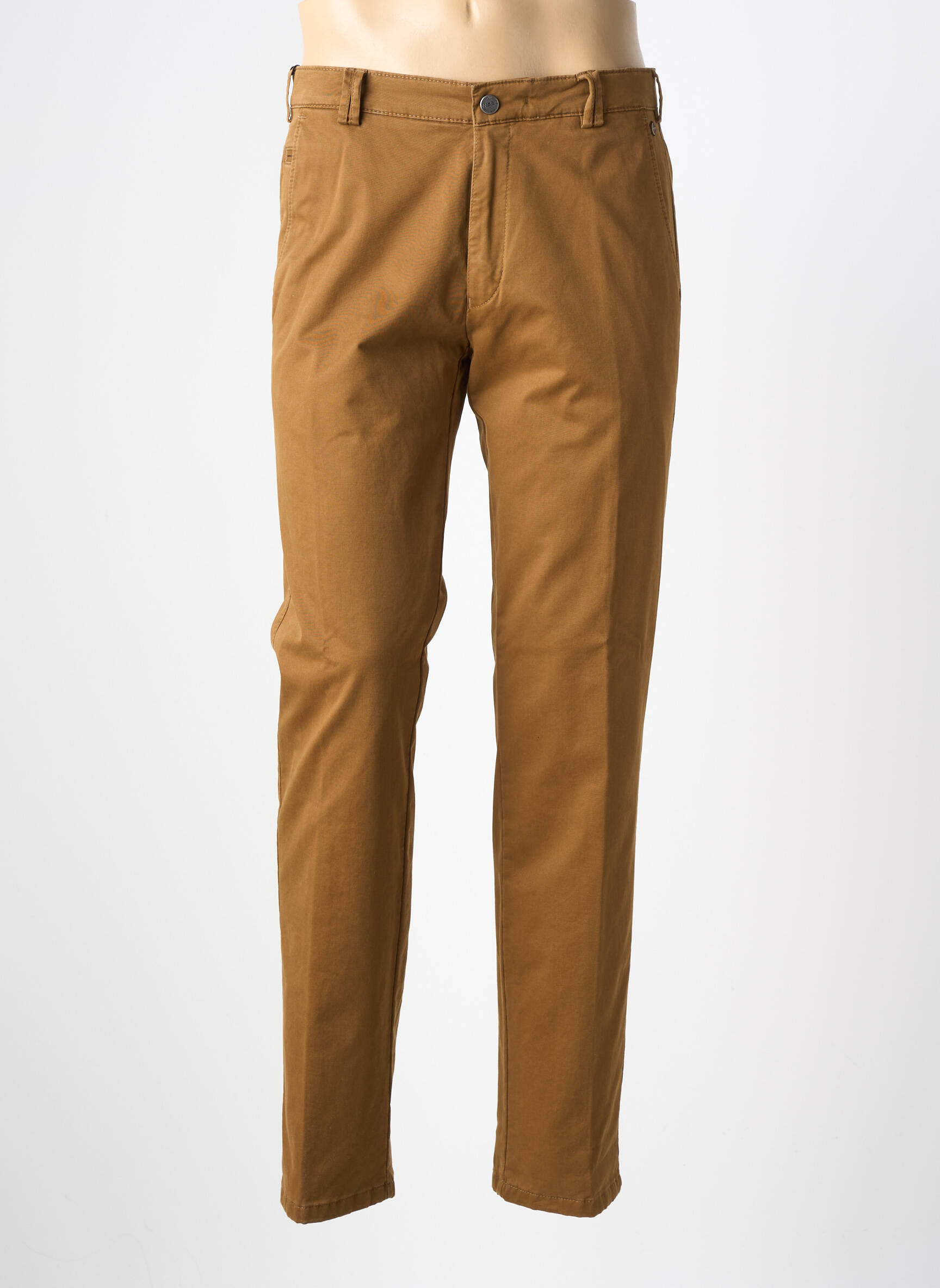 Pantalon chino țesătură poplin mărime normală maro MEYER bărbat