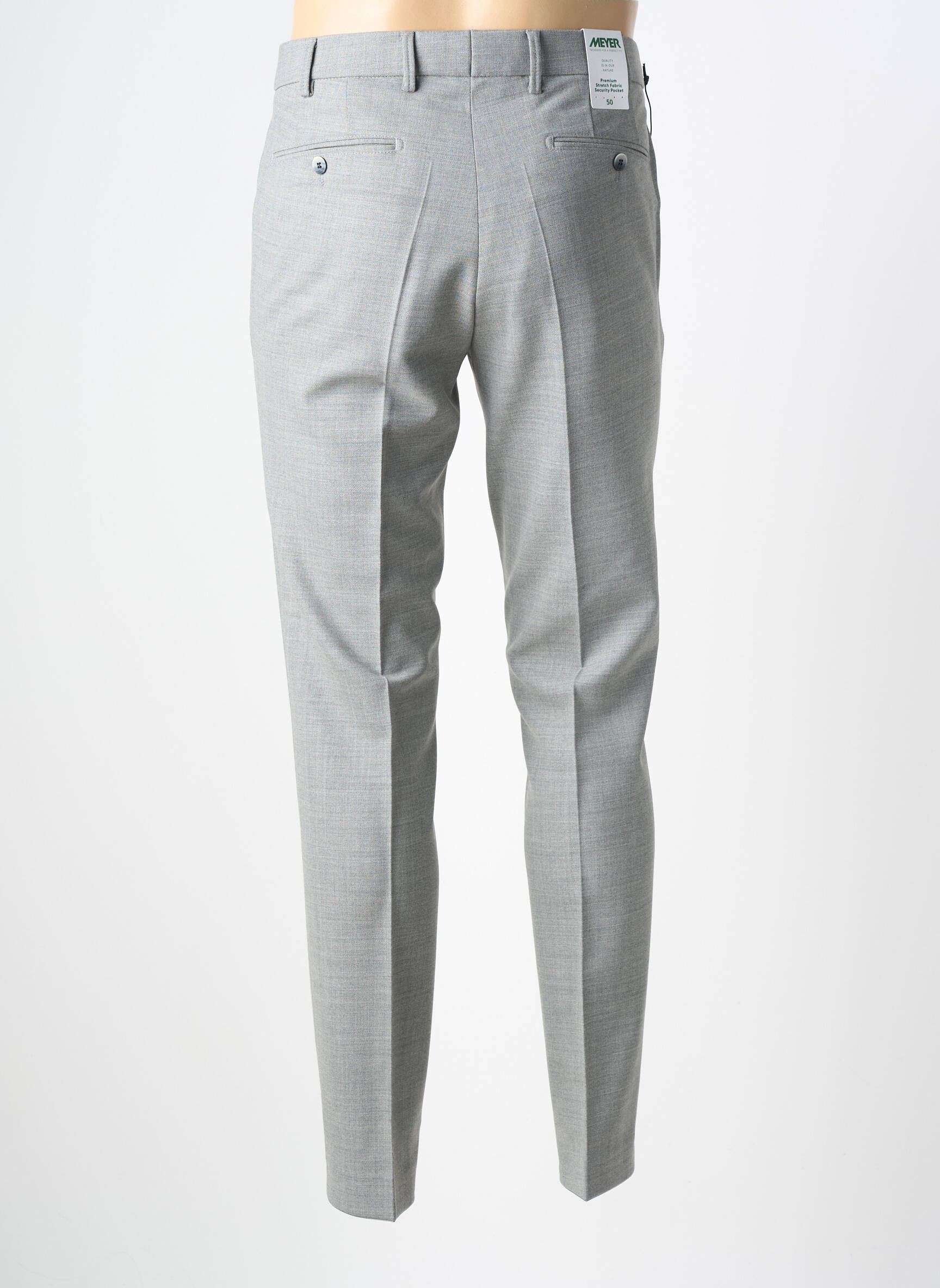 Pantalon chino țesătură melanj mărime normală gri MEYER bărbat