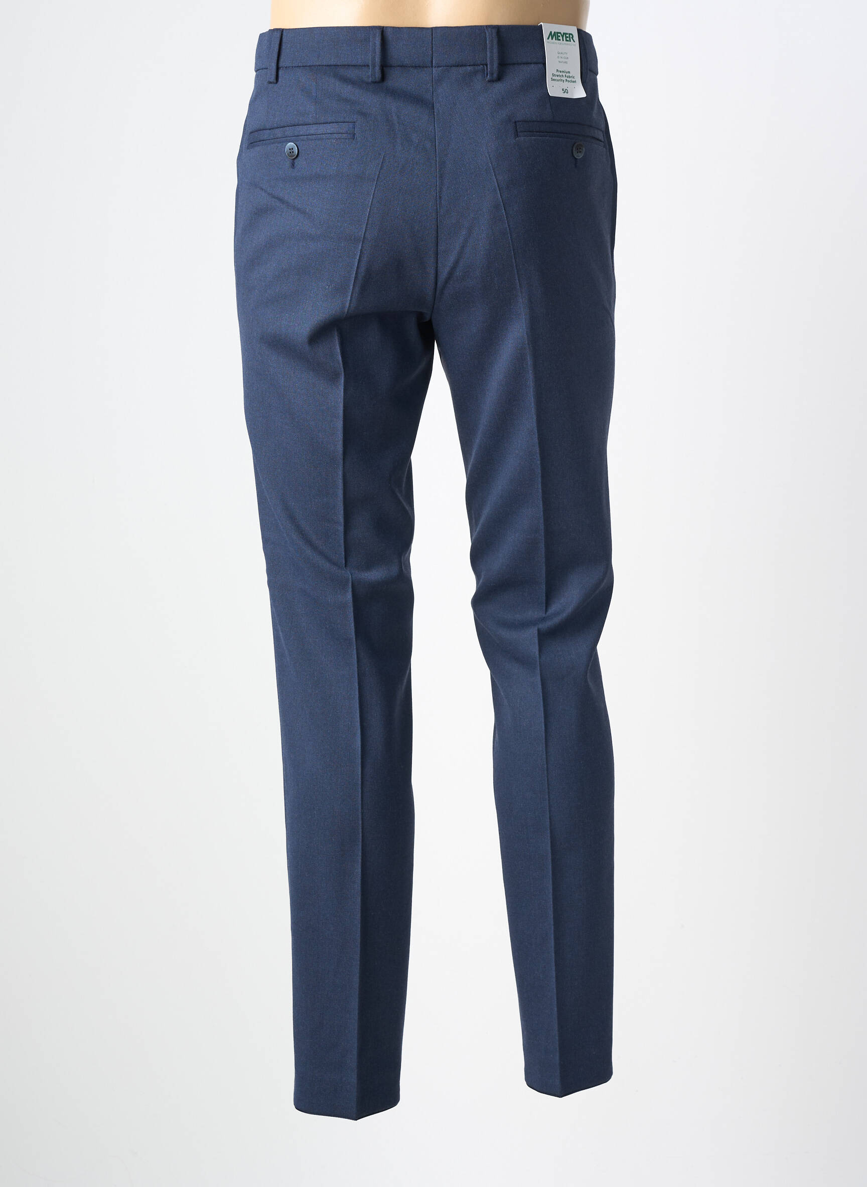 Pantalon chino țesătură melanj mărime normală albastru MEYER bărbat